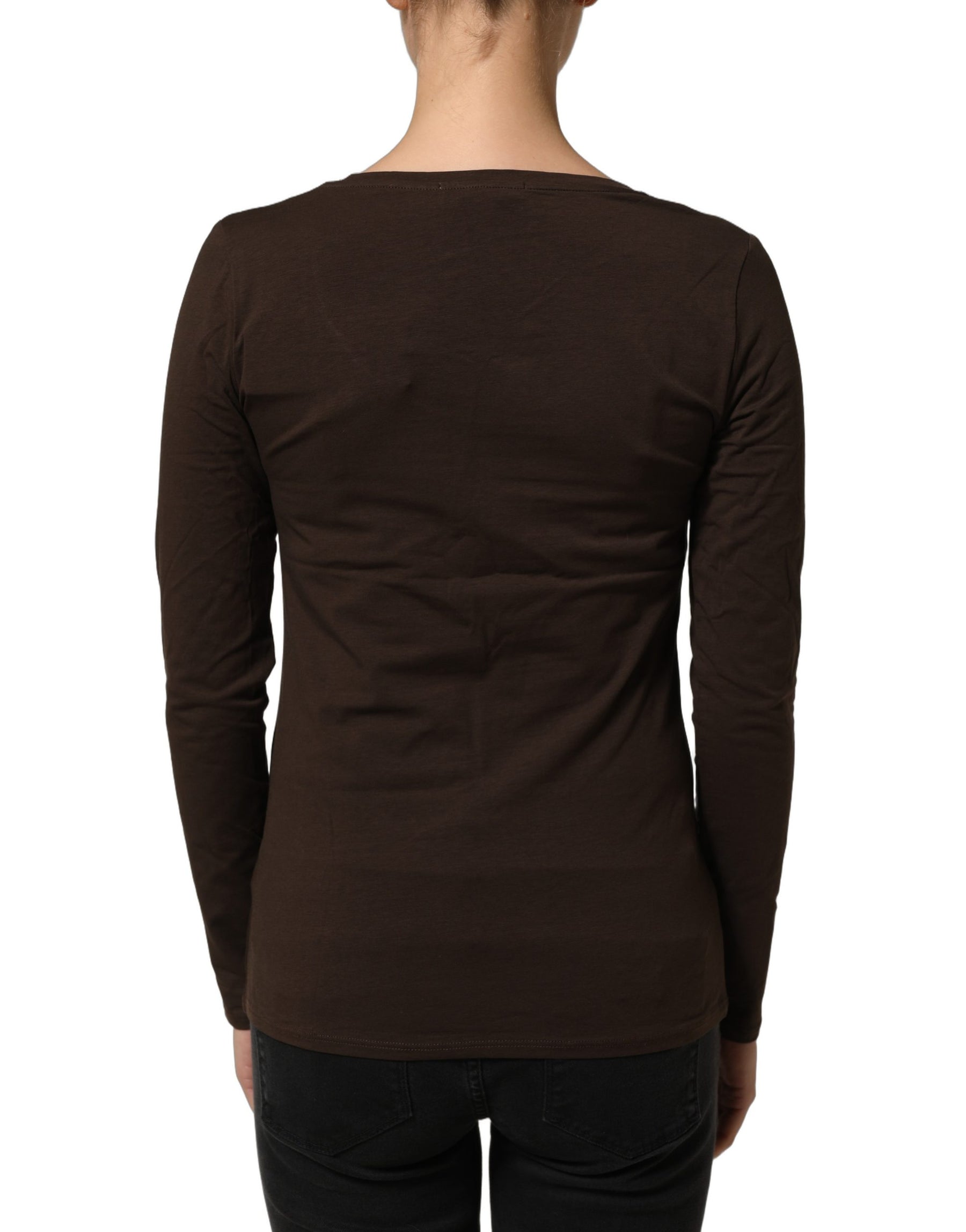 Alpha Massimo Rebecchi Brown Long Sleeves Round Neck Top | Regal Royce