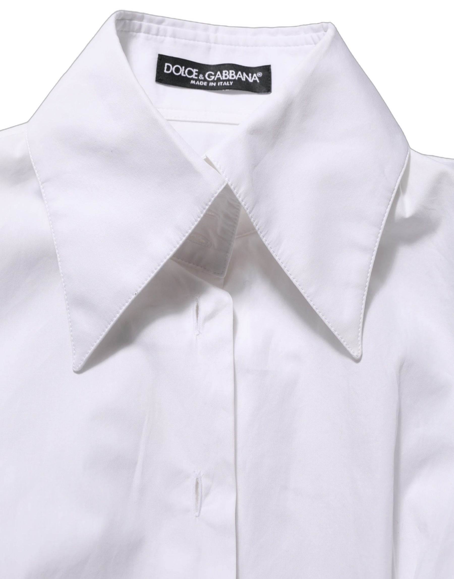Dolce & Gabbana White Collared Long Sleeves Dress Shirt Top | Regal Royce