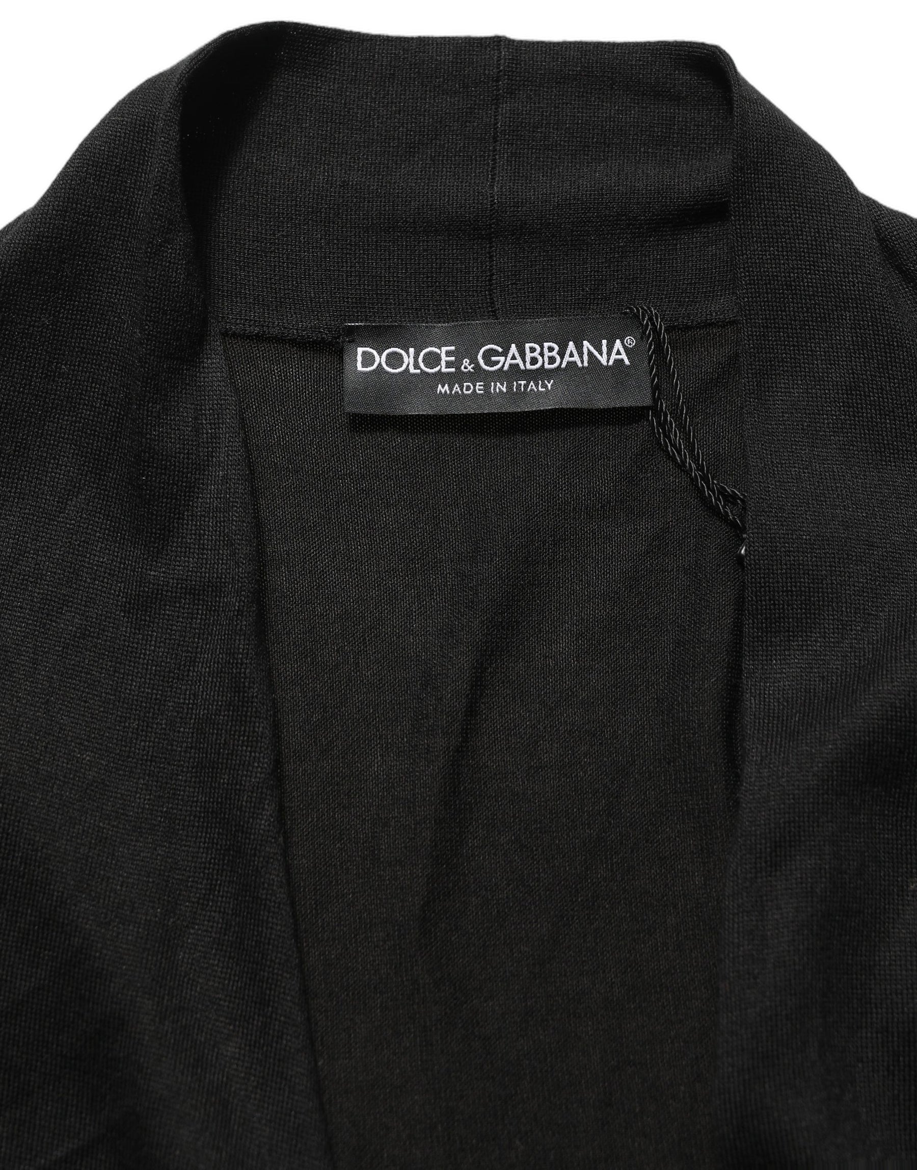 Dolce & Gabbana Black Silk Long Sleeves Draped Blouse Top | Regal Royce