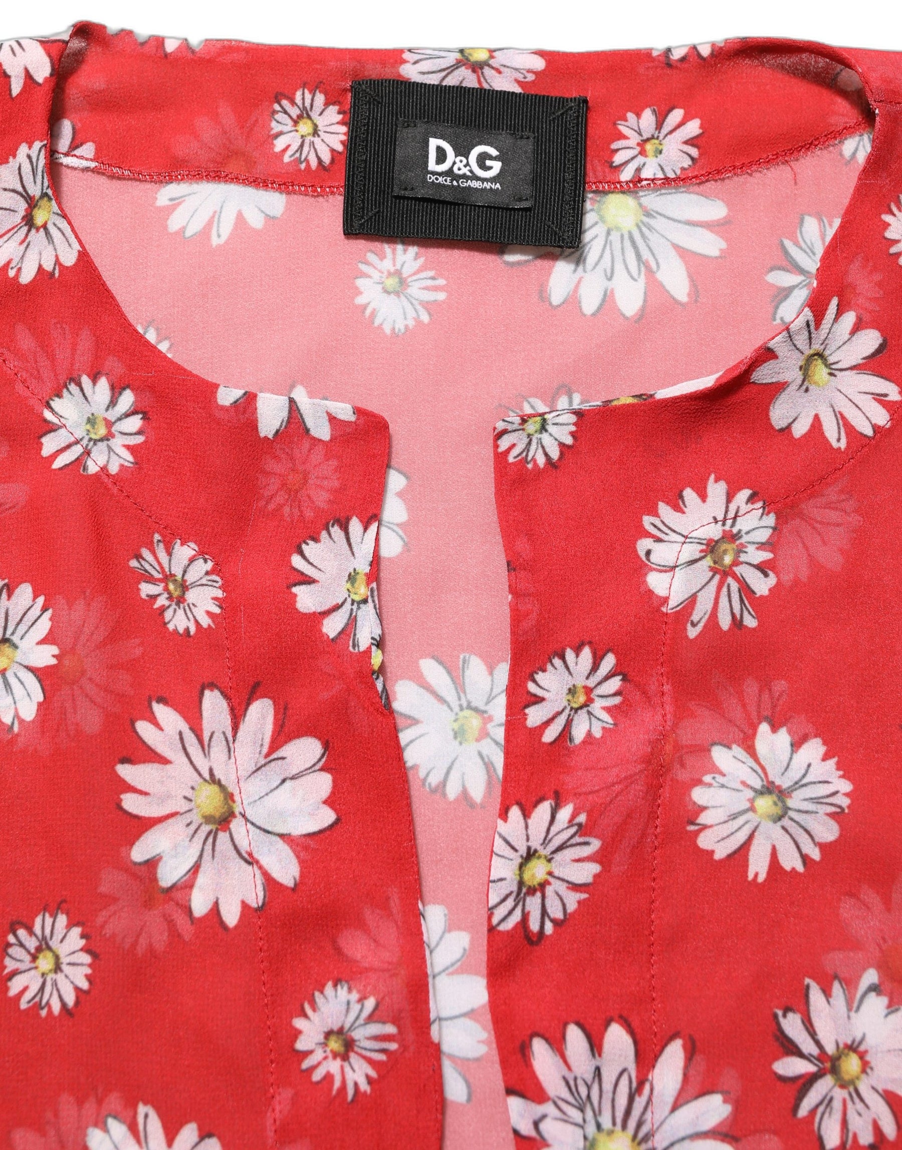 Dolce & Gabbana Red Floral V-neck Polyester Kaftan Blouse Top | Regal Royce