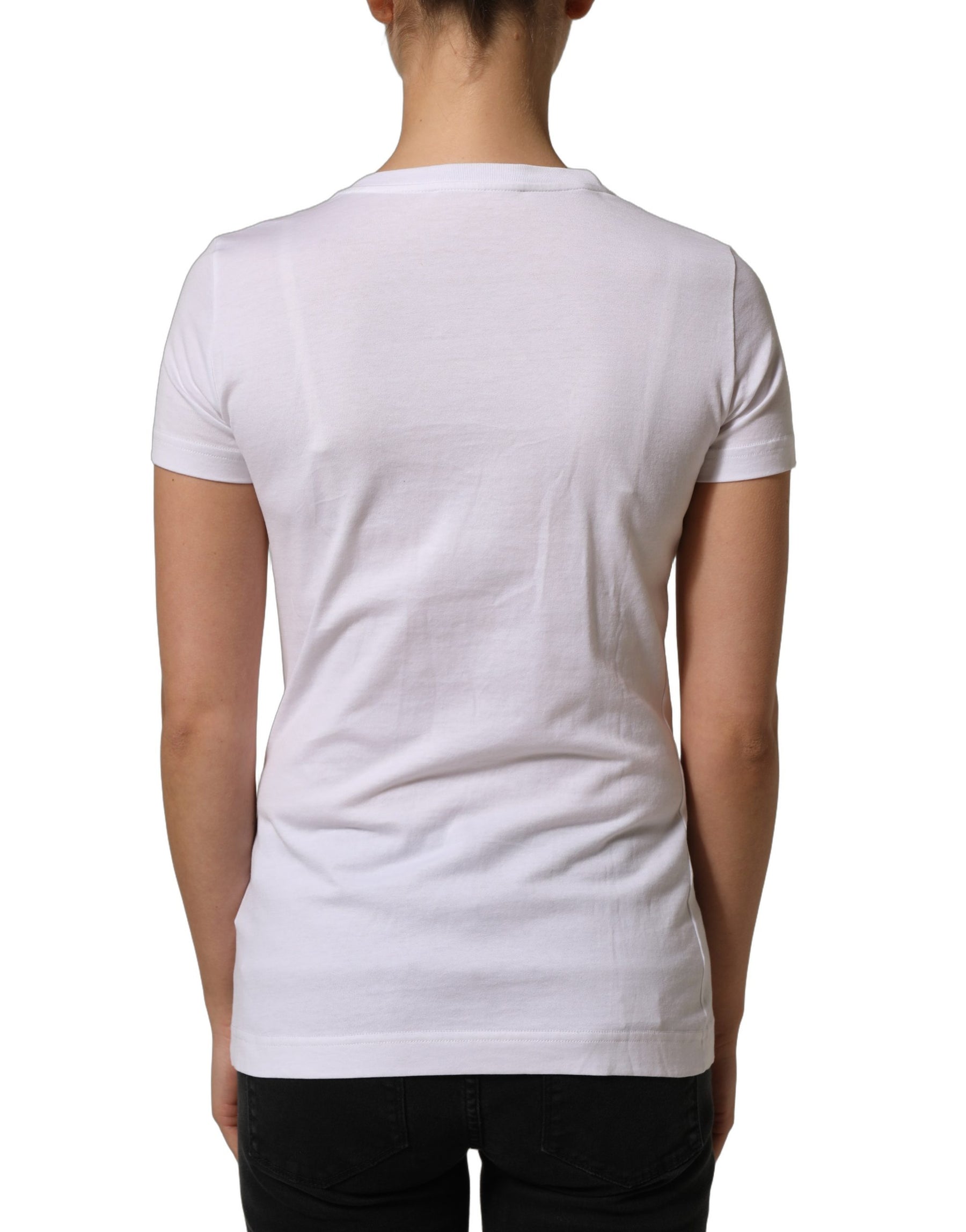 Dolce & Gabbana White DG Logo Embellished Round Neck T-shirt | Regal Royce