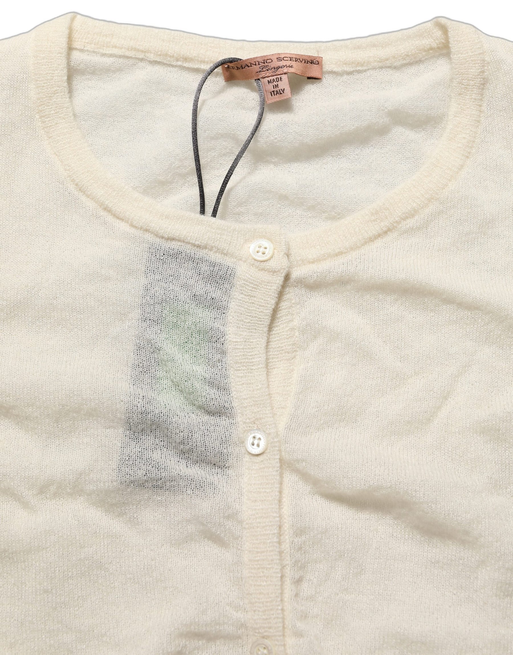 Ermanno Scervino White Knit Cropped Wool Cardigan Sweater | Regal Royce