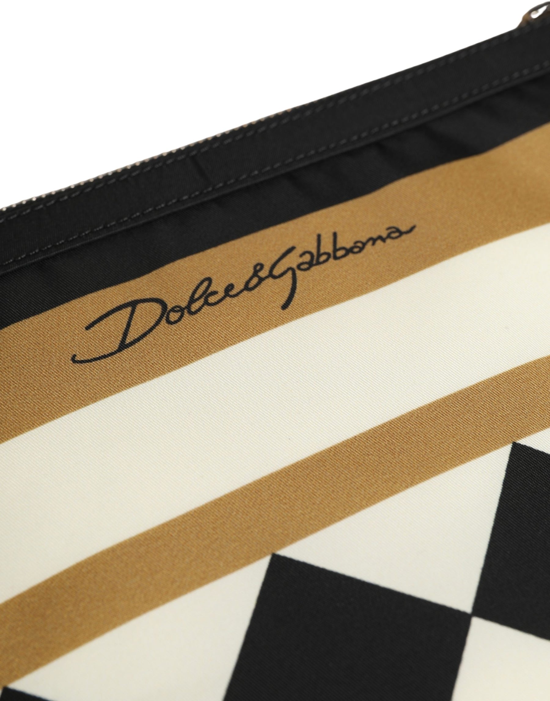 Dolce & Gabbana Multicolor Checkered Logo Print Nylon Clutch Borse Bag | Regal Royce
