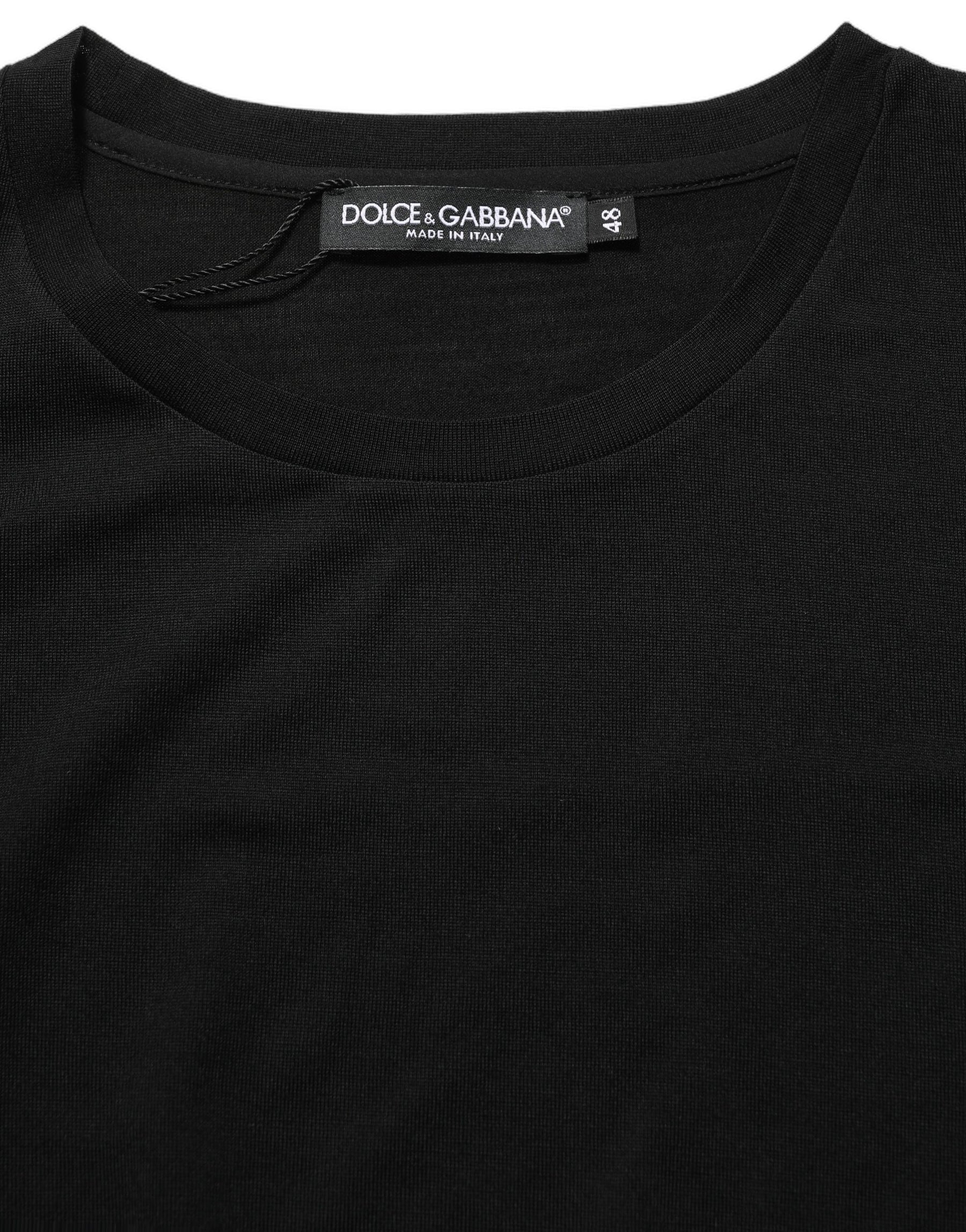 Dolce & Gabbana Black Wool Crew Neck Short Sleeves T-shirt | Regal Royce