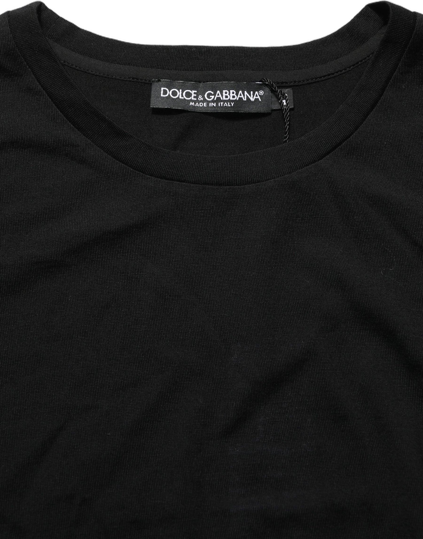 Dolce & Gabbana Black Wool Crew Neck Short Sleeves Men T-shirt | Regal Royce