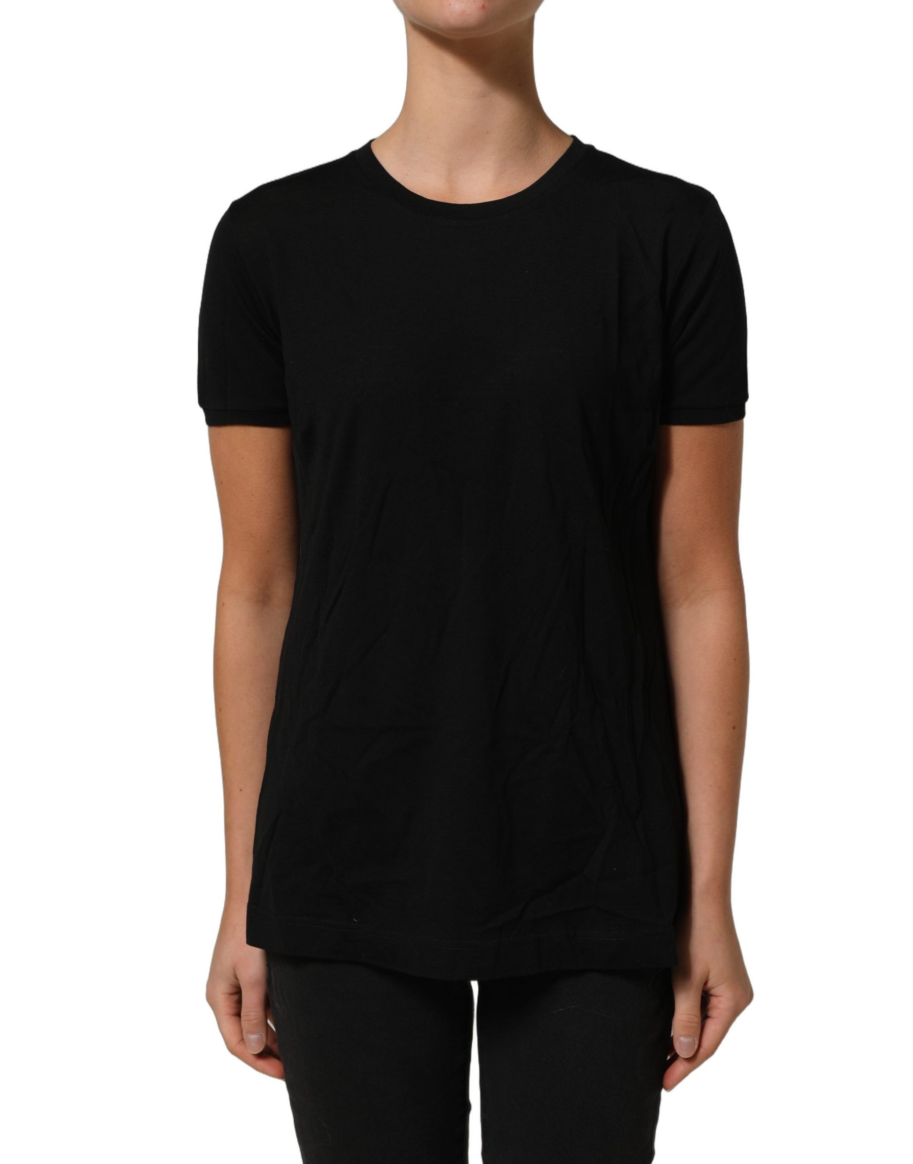 Dolce & Gabbana Black Wool Crew Neck Short Sleeves Men T-shirt | Regal Royce