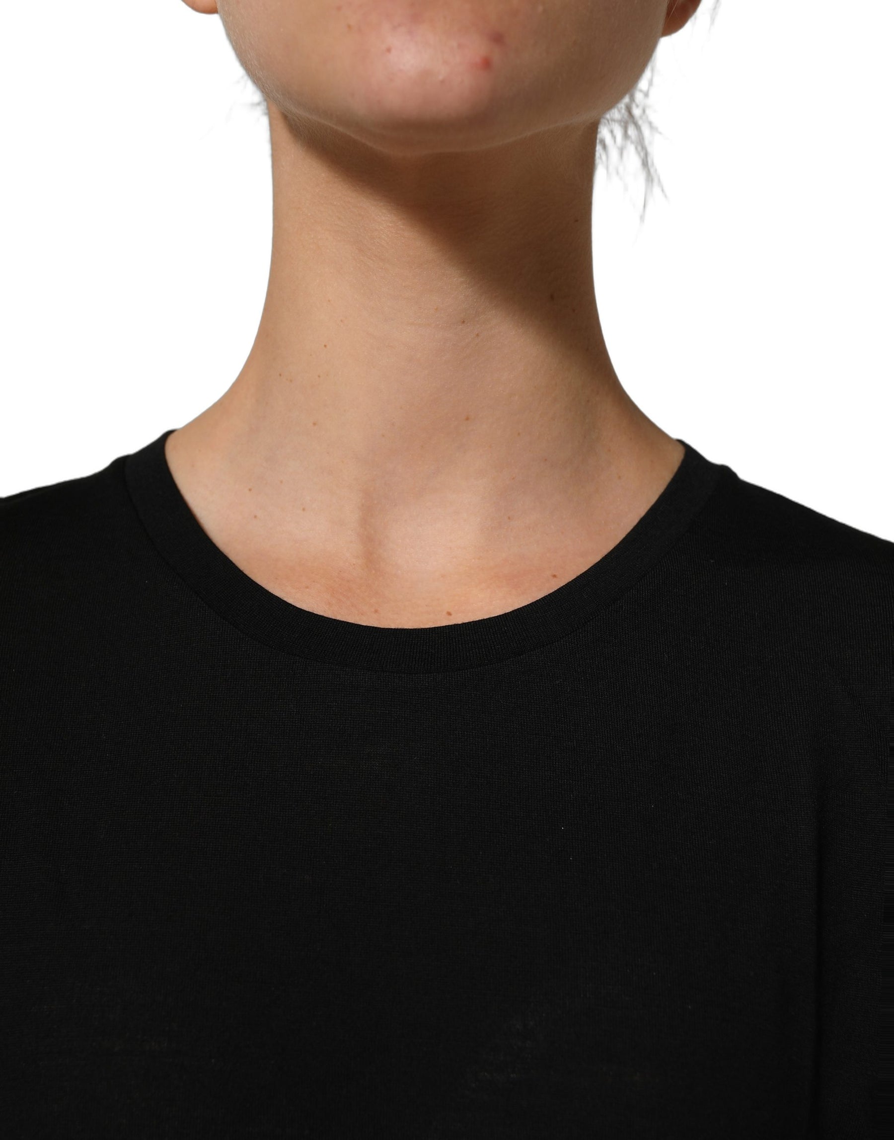 Dolce & Gabbana Black Wool Crew Neck Short Sleeves Men T-shirt | Regal Royce