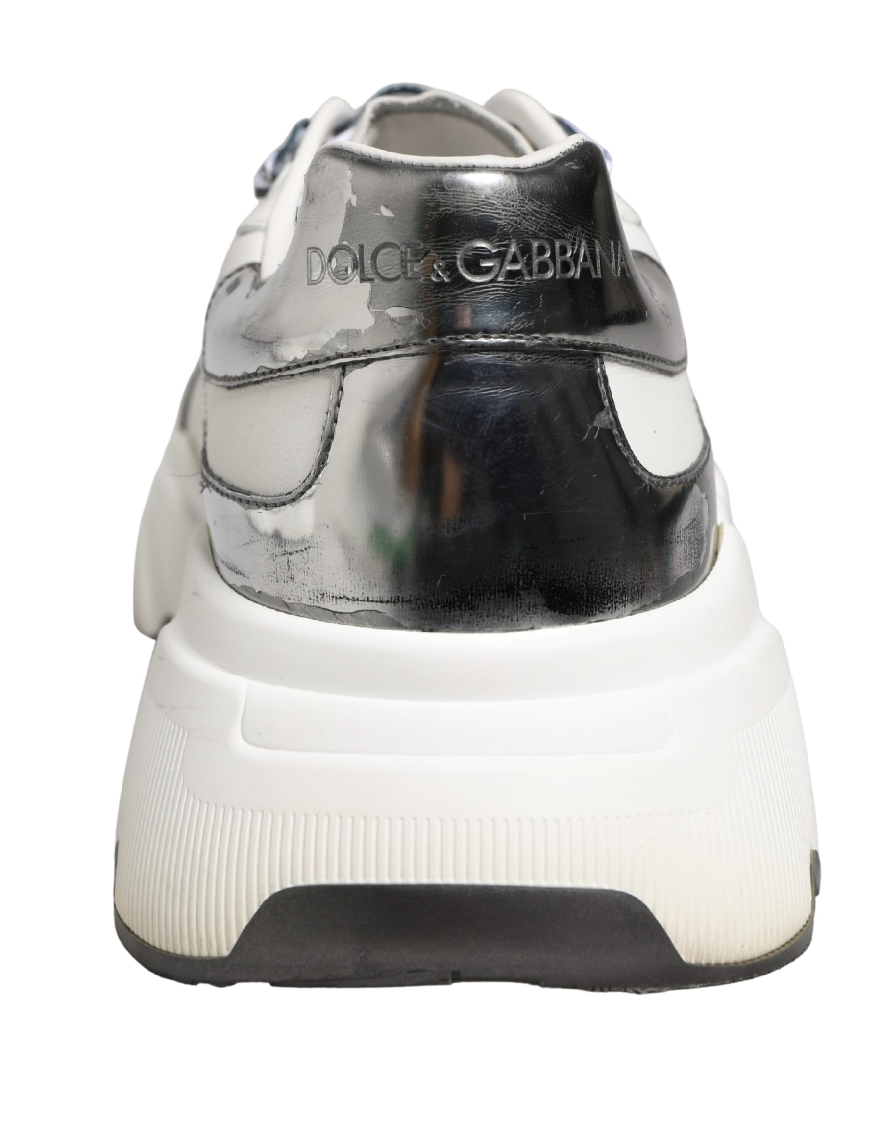 Dolce & Gabbana White Silver Daymaster Low Top Men Sneakers Shoes | Regal Royce