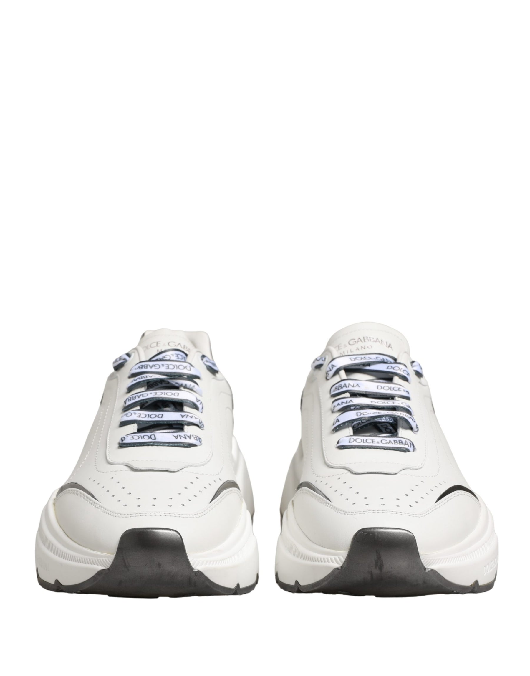 Dolce & Gabbana White Silver Daymaster Low Top Men Sneakers Shoes | Regal Royce