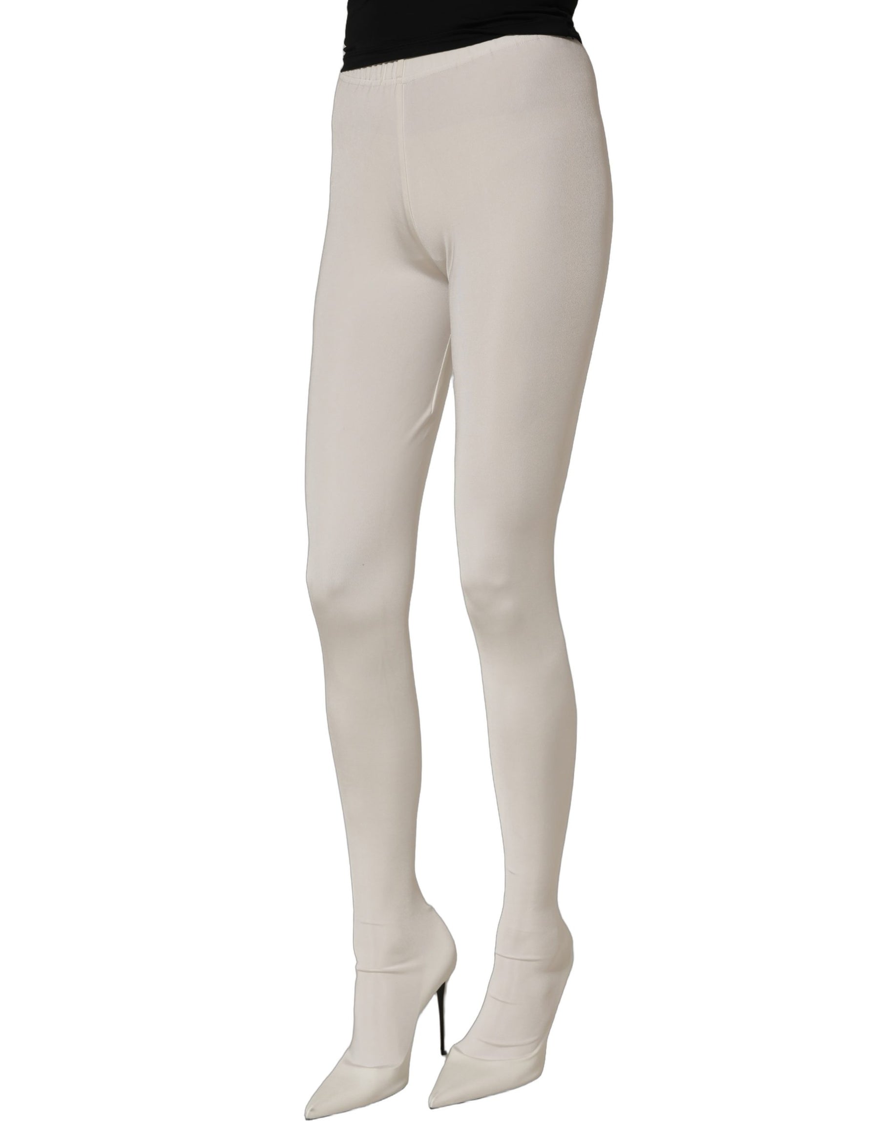 Dolce & Gabbana White High Heels Pumps Jersey Tights Shoes | Regal Royce