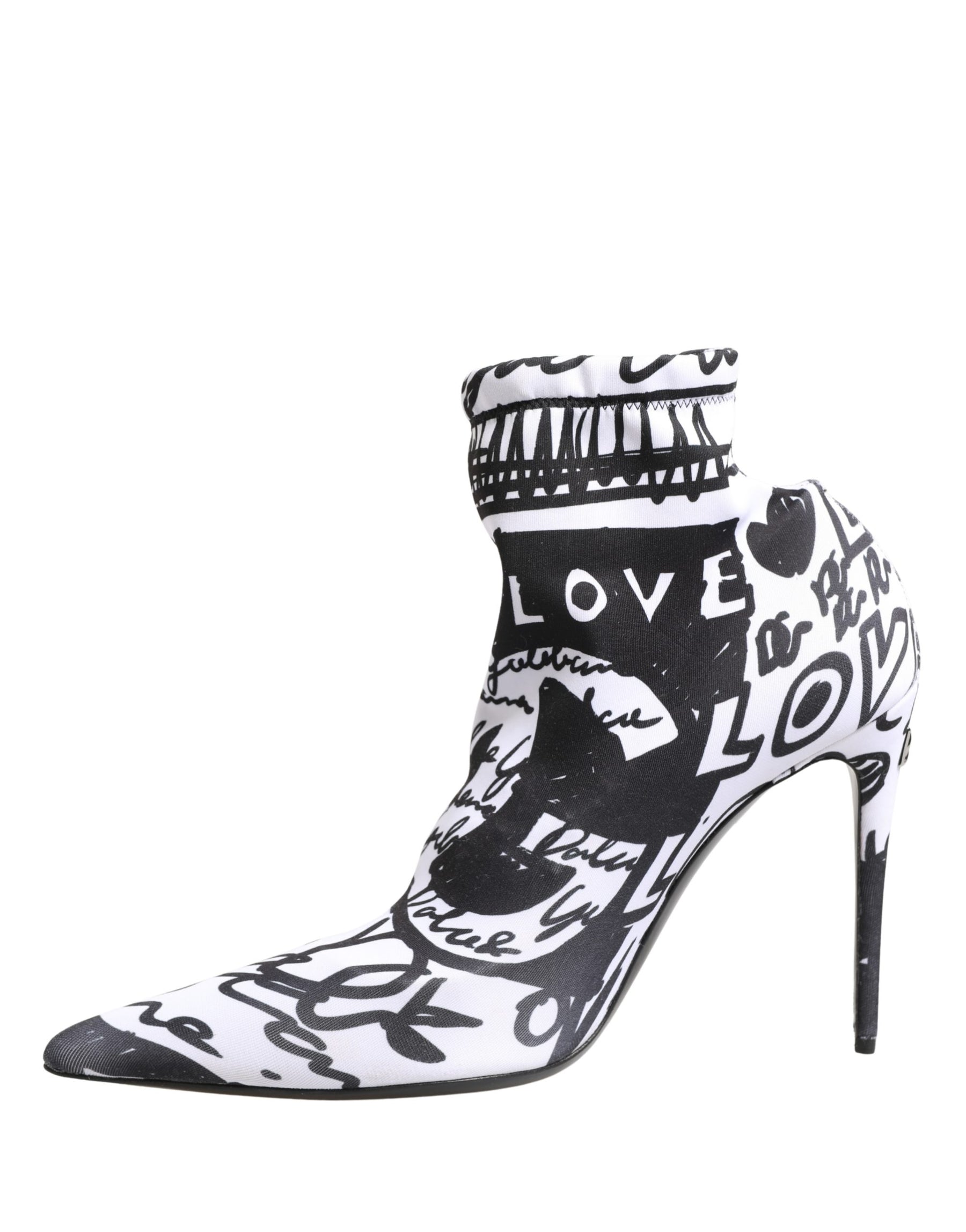 Dolce & Gabbana White Graffiti Stretch Ankle Boots Shoes | Regal Royce