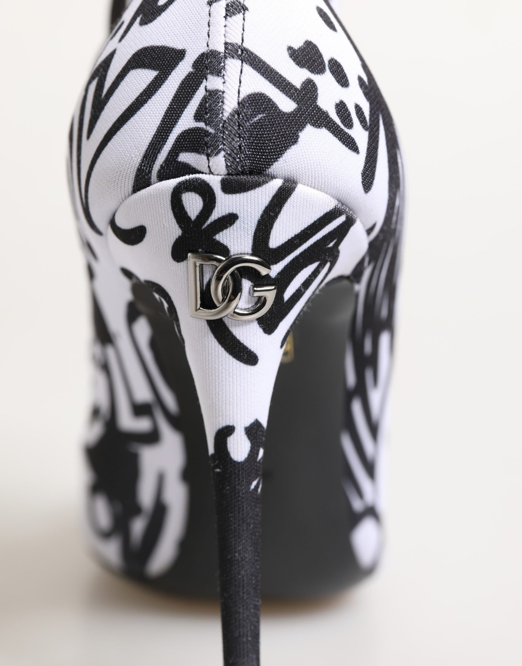 Dolce & Gabbana White Graffiti Stretch Ankle Boots Shoes | Regal Royce