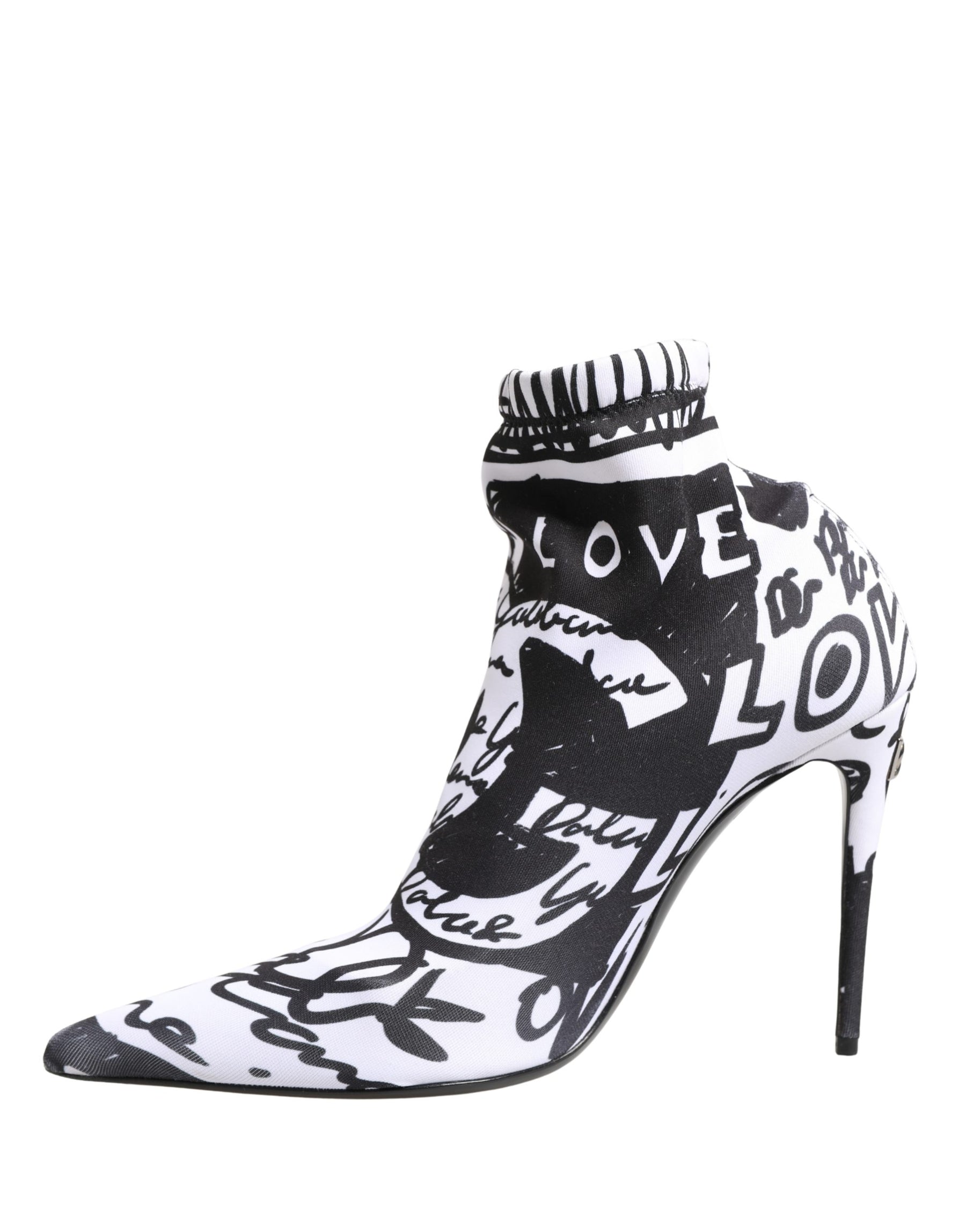 Dolce & Gabbana White Graffiti Stretch Ankle Boots Shoes | Regal Royce
