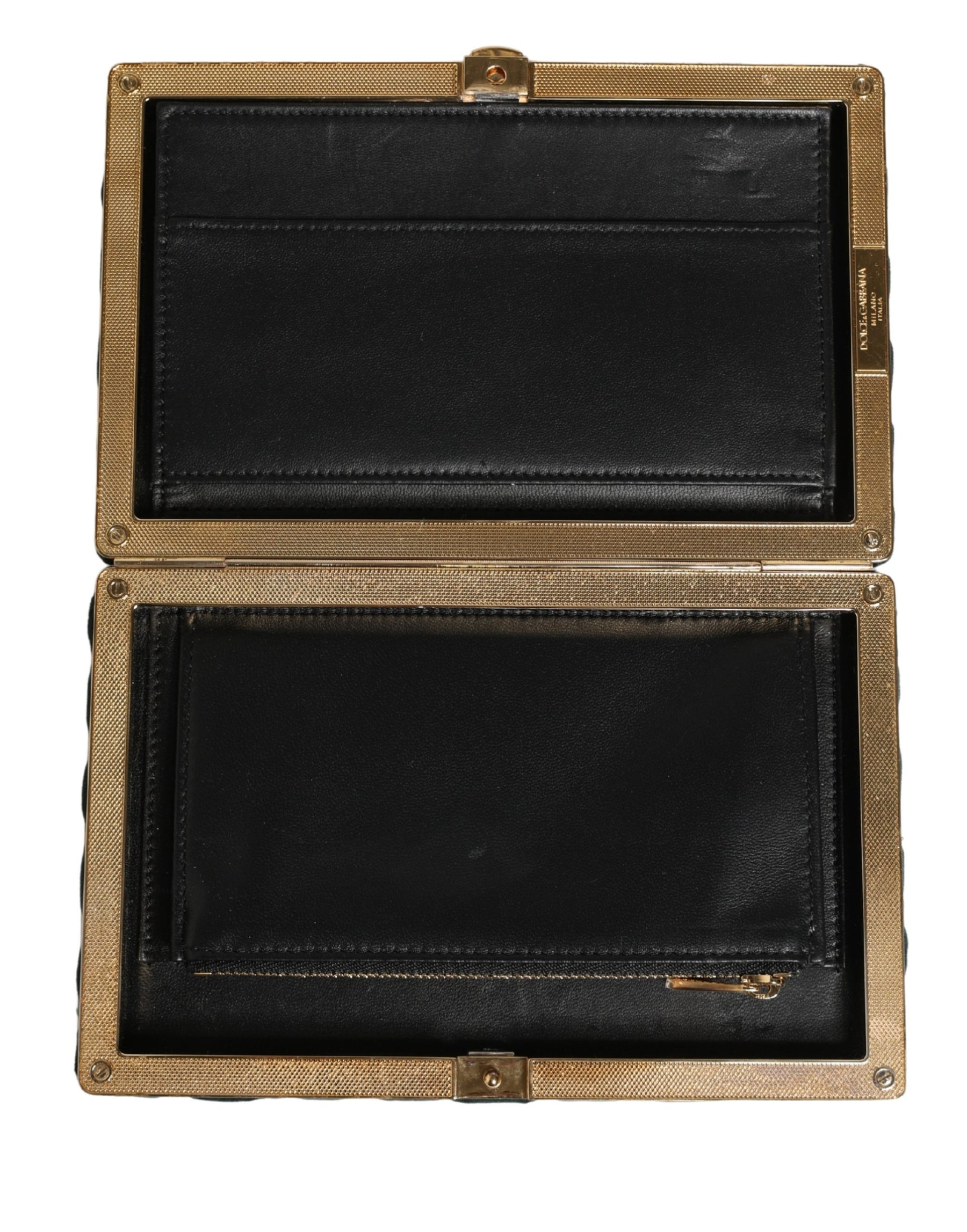 Dolce & Gabbana Black Velvet Gold Frame Clutch Evening Clutch Purse Bag | Regal Royce