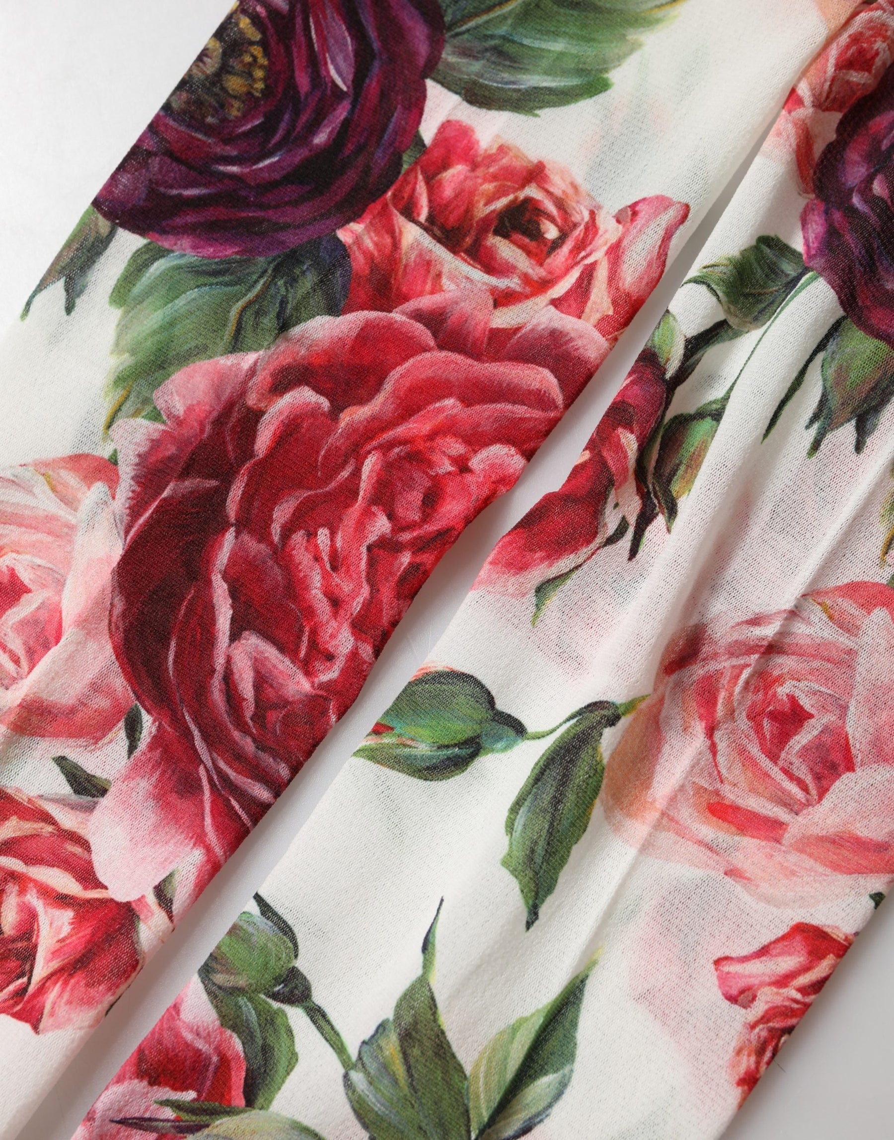 Dolce & Gabbana White Nylon Floral Print Tights Stockings Socks | Regal Royce