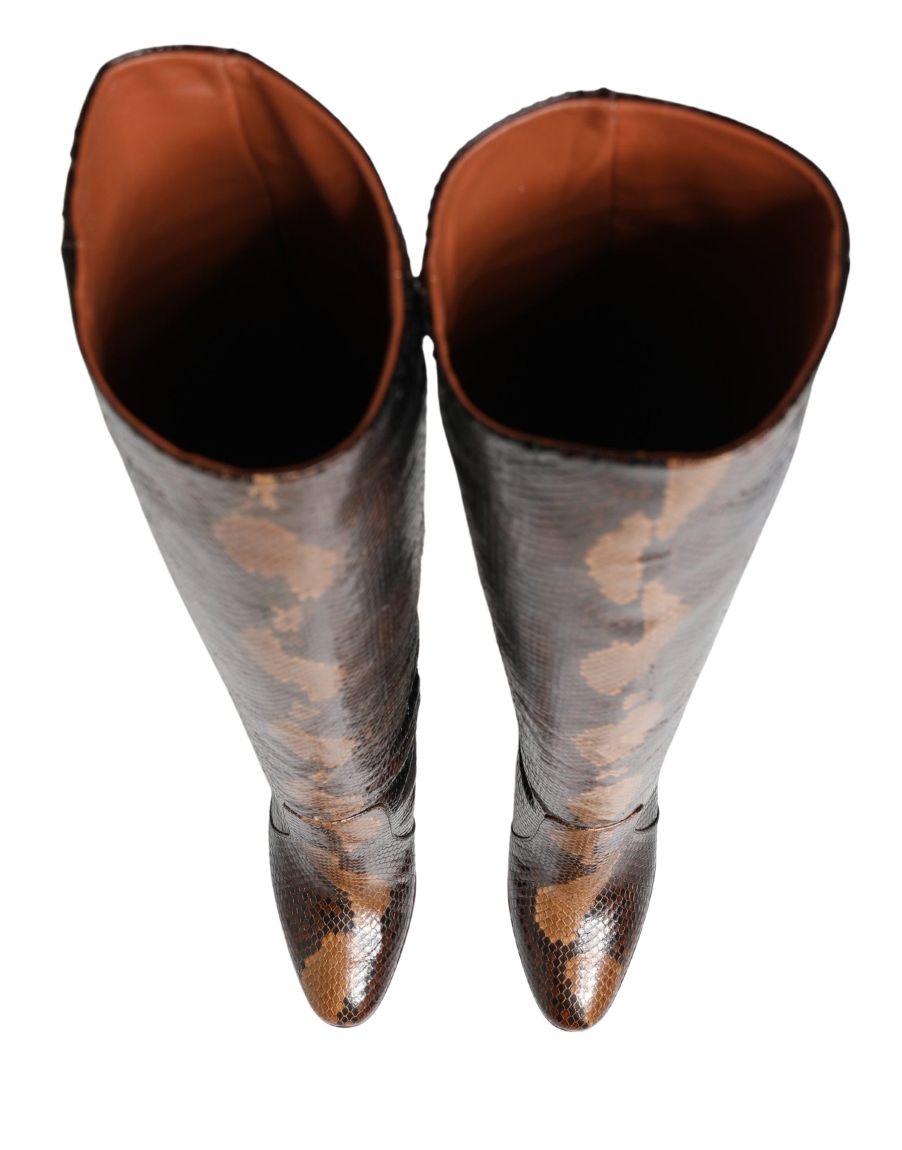 Dolce & Gabbana Brown Exotic Leather Knee High Boots Shoes | Regal Royce