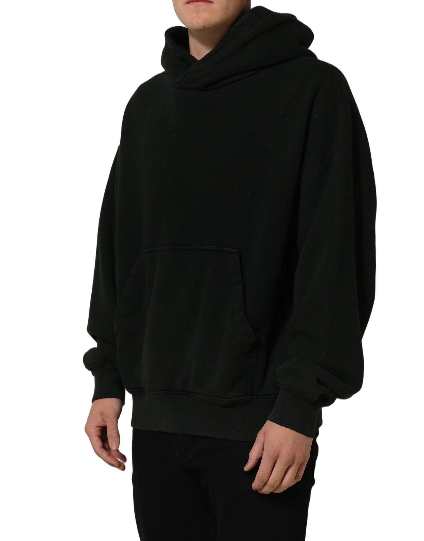 Dolce & Gabbana Black Cotton Hooded Men Sweatshirt Sweater | Regal Royce