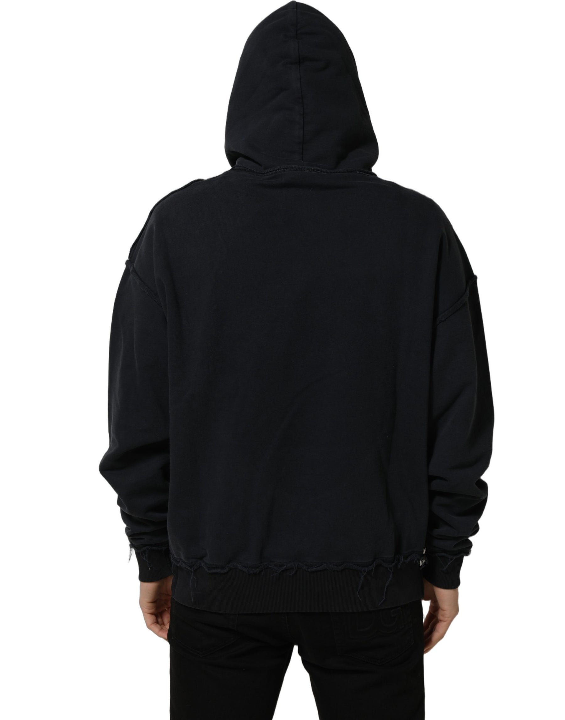 Dolce & Gabbana Black Anchor Print Hooded Sweatshirt Sweater | Regal Royce