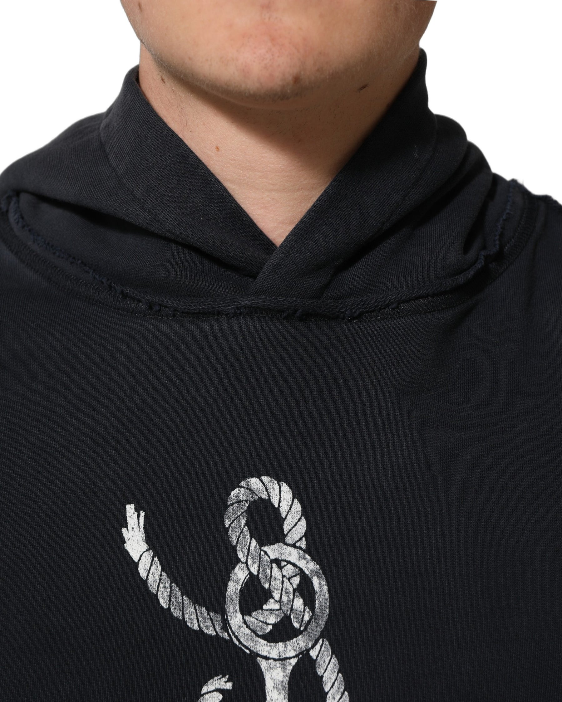 Dolce & Gabbana Black Anchor Print Hooded Sweatshirt Sweater | Regal Royce