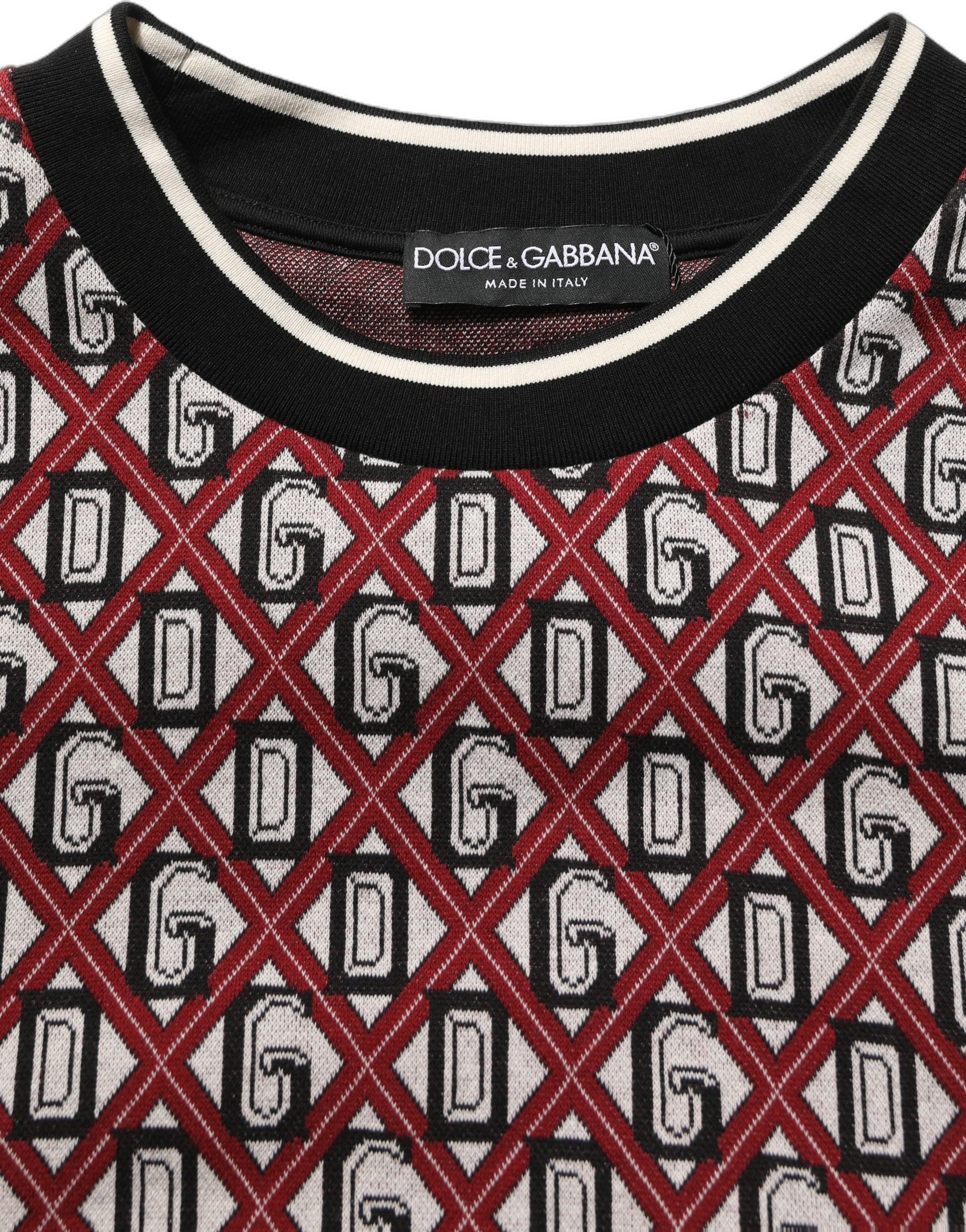 Dolce & Gabbana Red Logo Cotton Jacquard Sweatshirt Sweater | Regal Royce