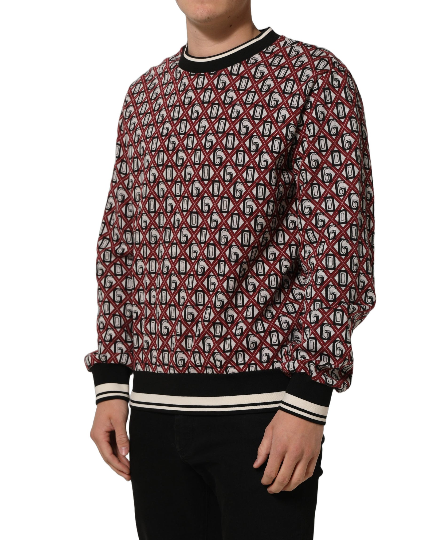 Dolce & Gabbana Red Logo Cotton Jacquard Sweatshirt Sweater | Regal Royce