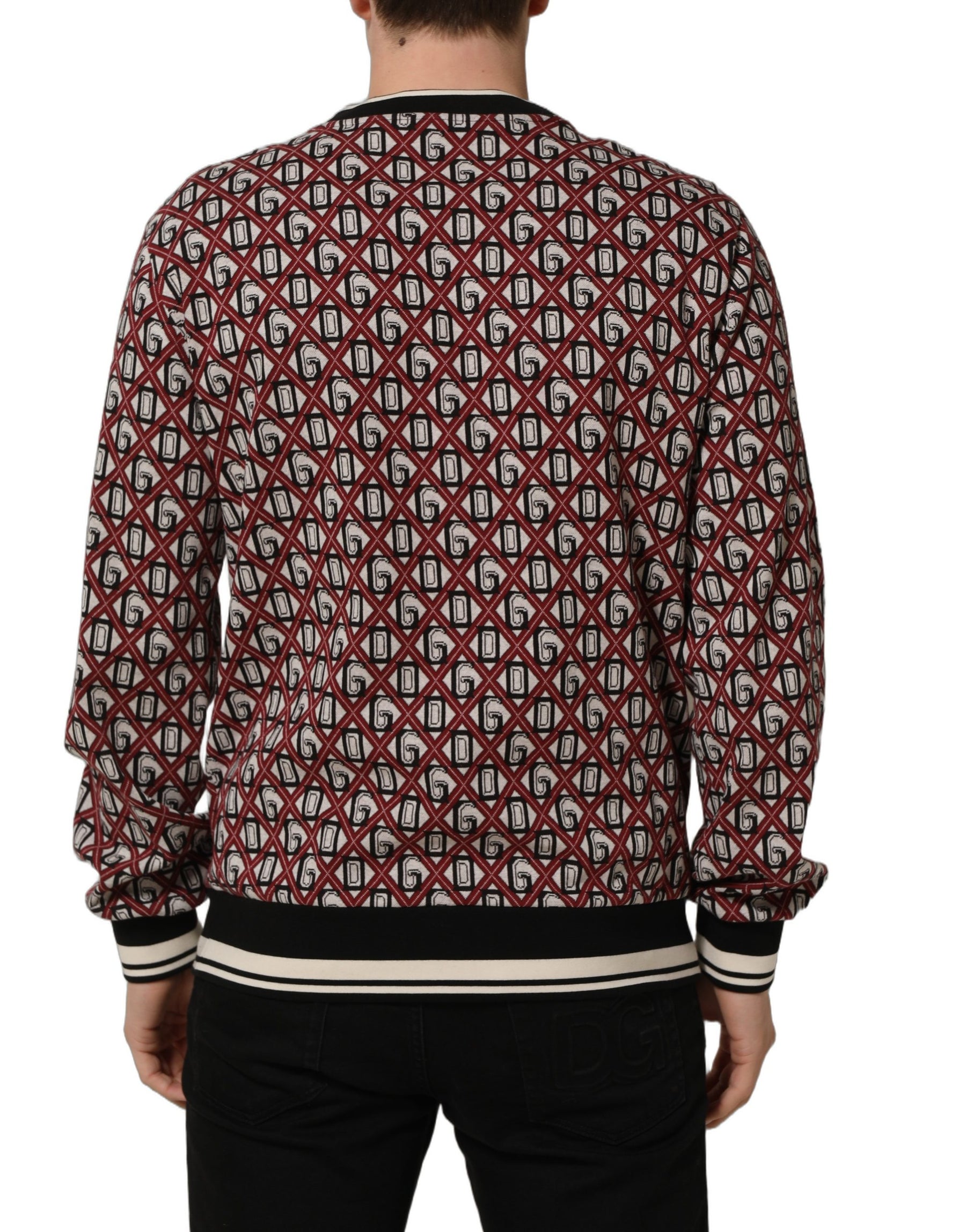 Dolce & Gabbana Red Logo Cotton Jacquard Sweatshirt Sweater | Regal Royce