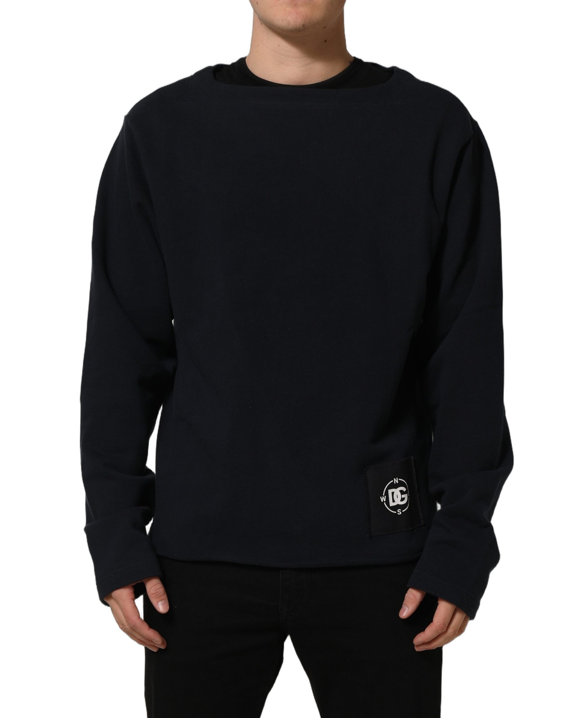 Dolce & Gabbana Dark Blue Logo Cotton Sweatshirt Sweater | Regal Royce