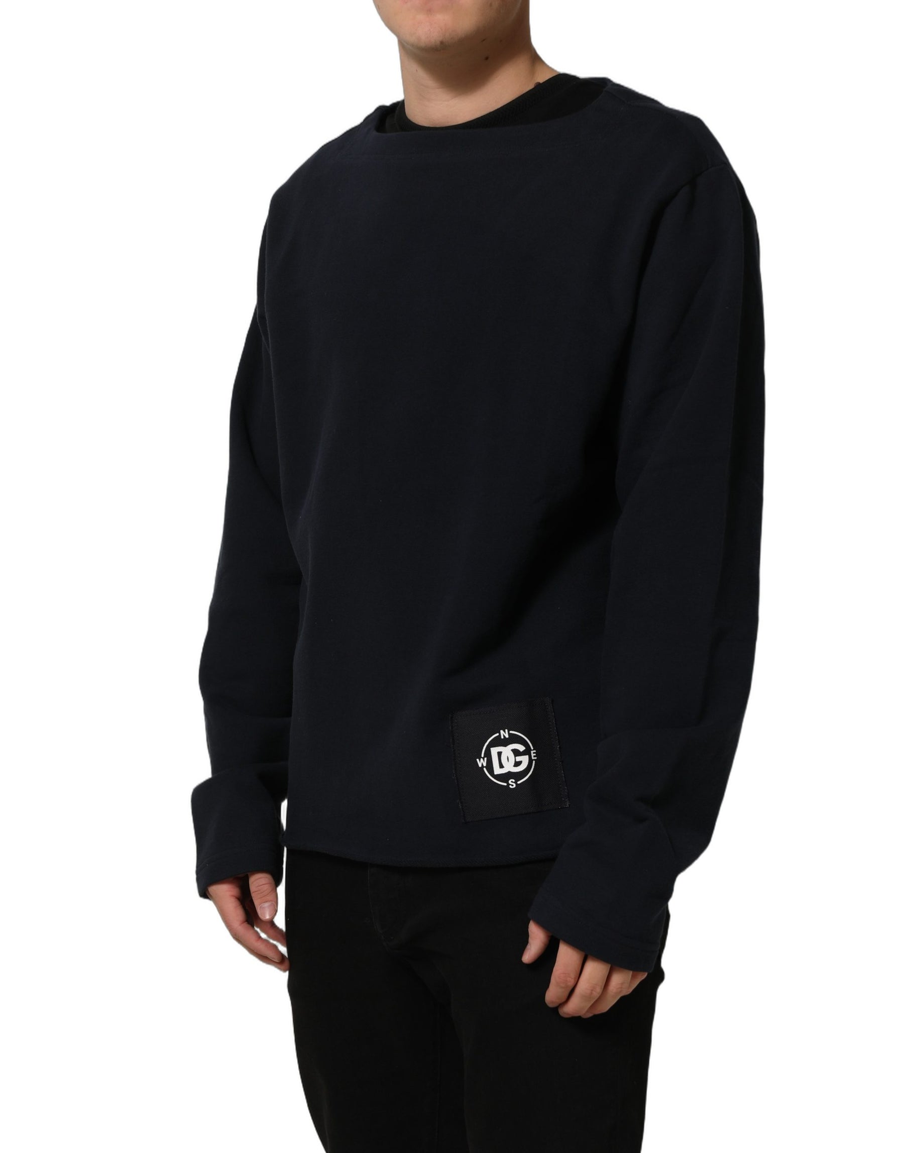 Dolce & Gabbana Dark Blue Logo Cotton Sweatshirt Sweater | Regal Royce