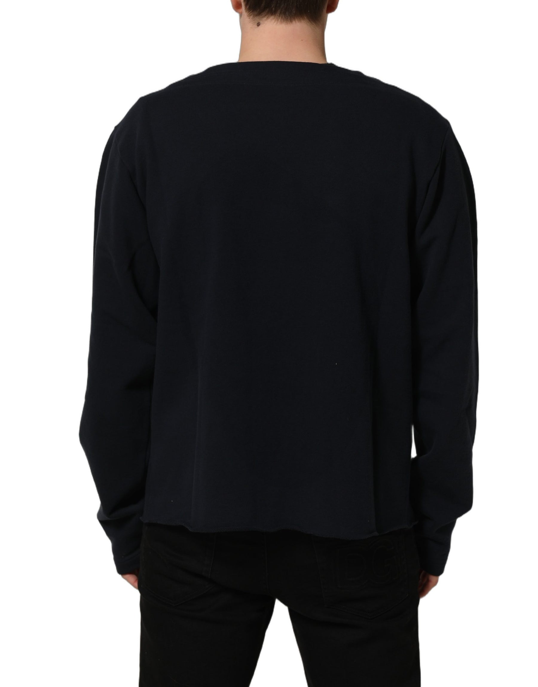Dolce & Gabbana Dark Blue Logo Cotton Sweatshirt Sweater | Regal Royce