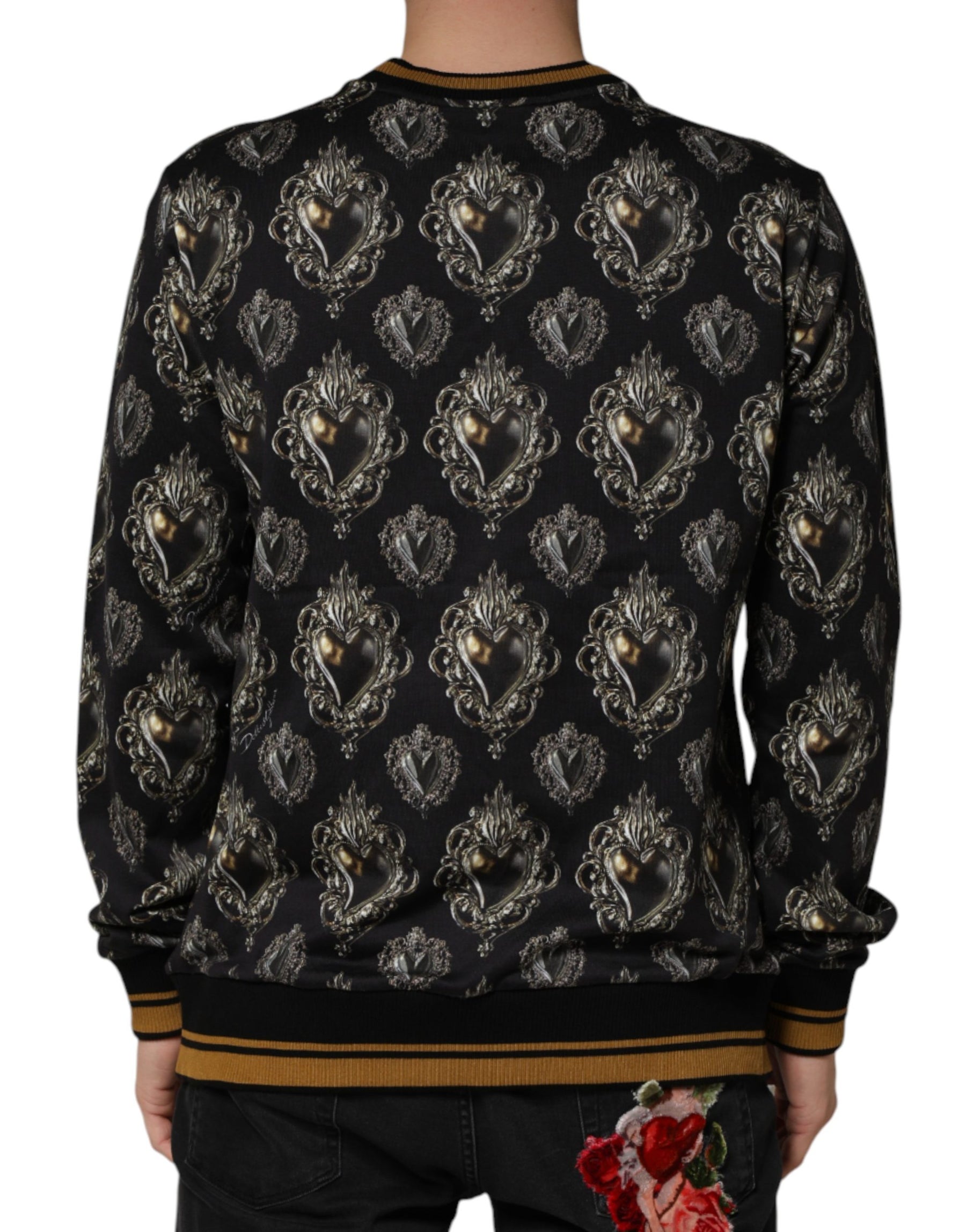 Dolce & Gabbana Black Sacred Heart Cotton Sweatshirt Sweater | Regal Royce