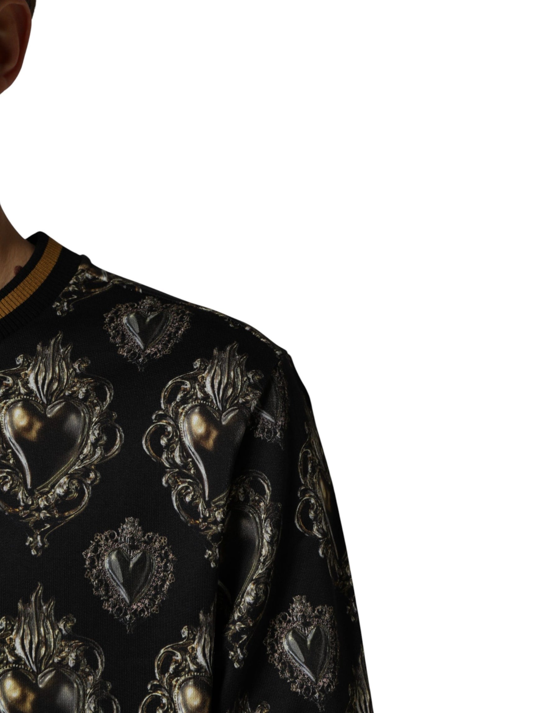 Dolce & Gabbana Black Sacred Heart Cotton Sweatshirt Sweater | Regal Royce