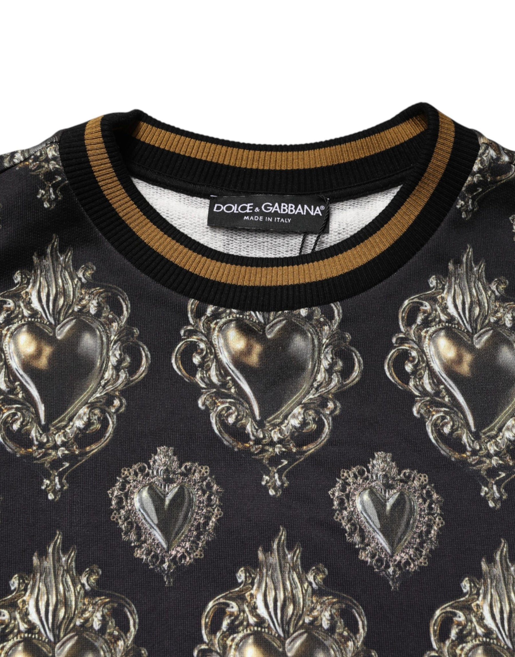Dolce & Gabbana Black Sacred Heart Cotton Sweatshirt Sweater | Regal Royce