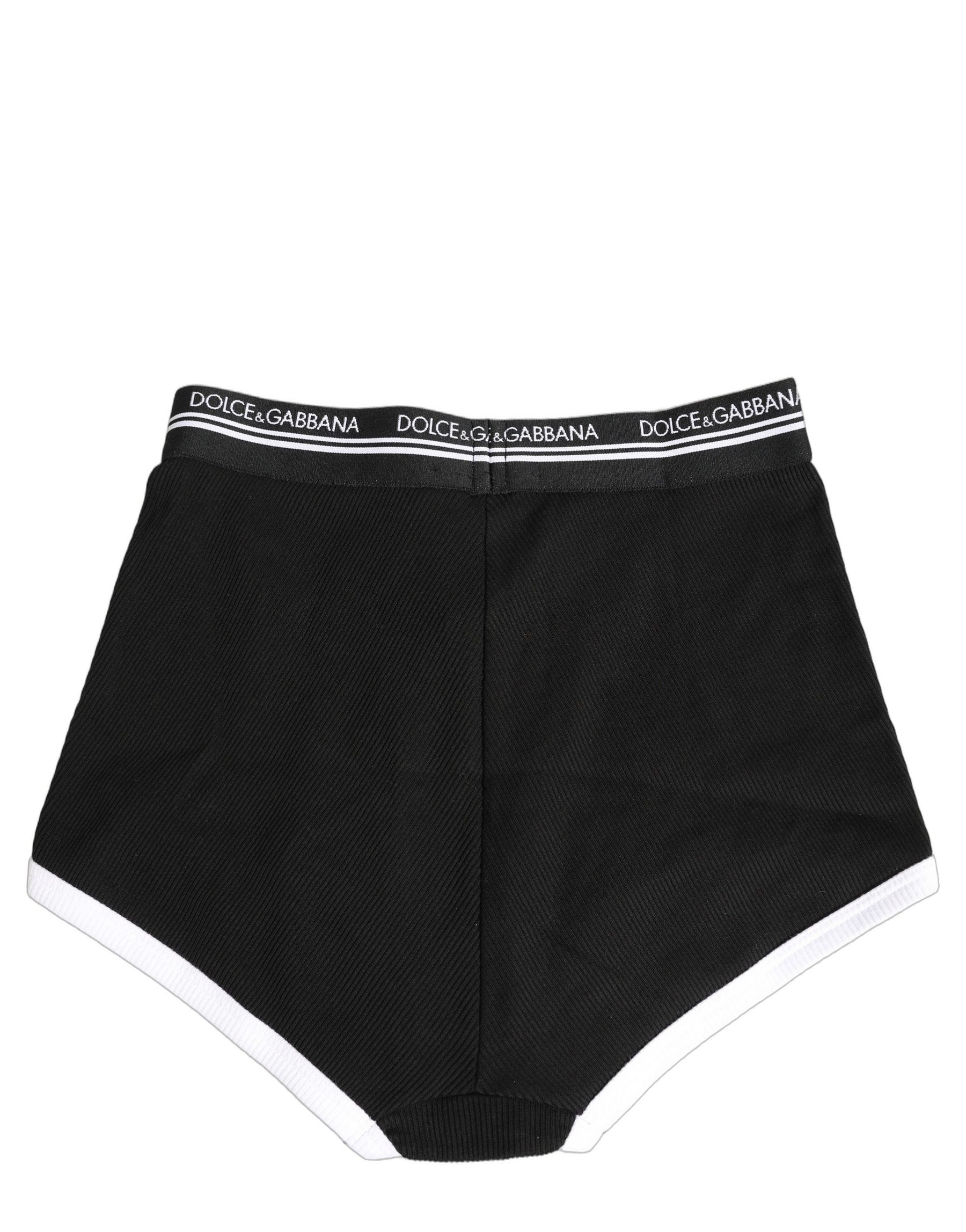 Dolce & Gabbana Black White Logo Waistband Coulotte Panty Underwear | Regal Royce