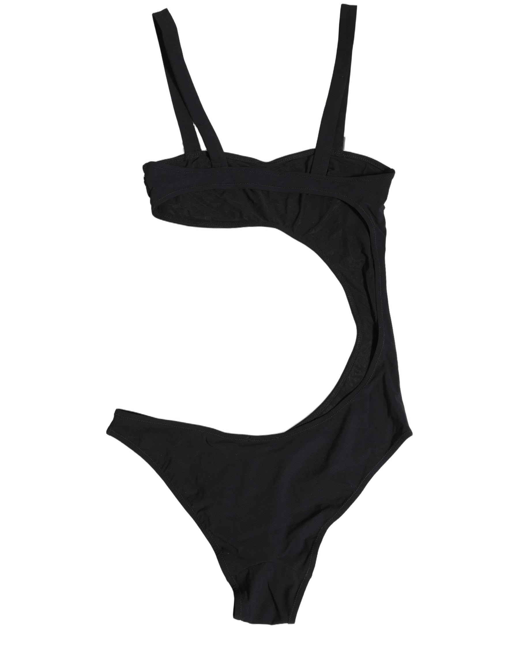 Dolce & Gabbana Black Embellished Cutout Bandeau One Piece Swimwear | Regal Royce