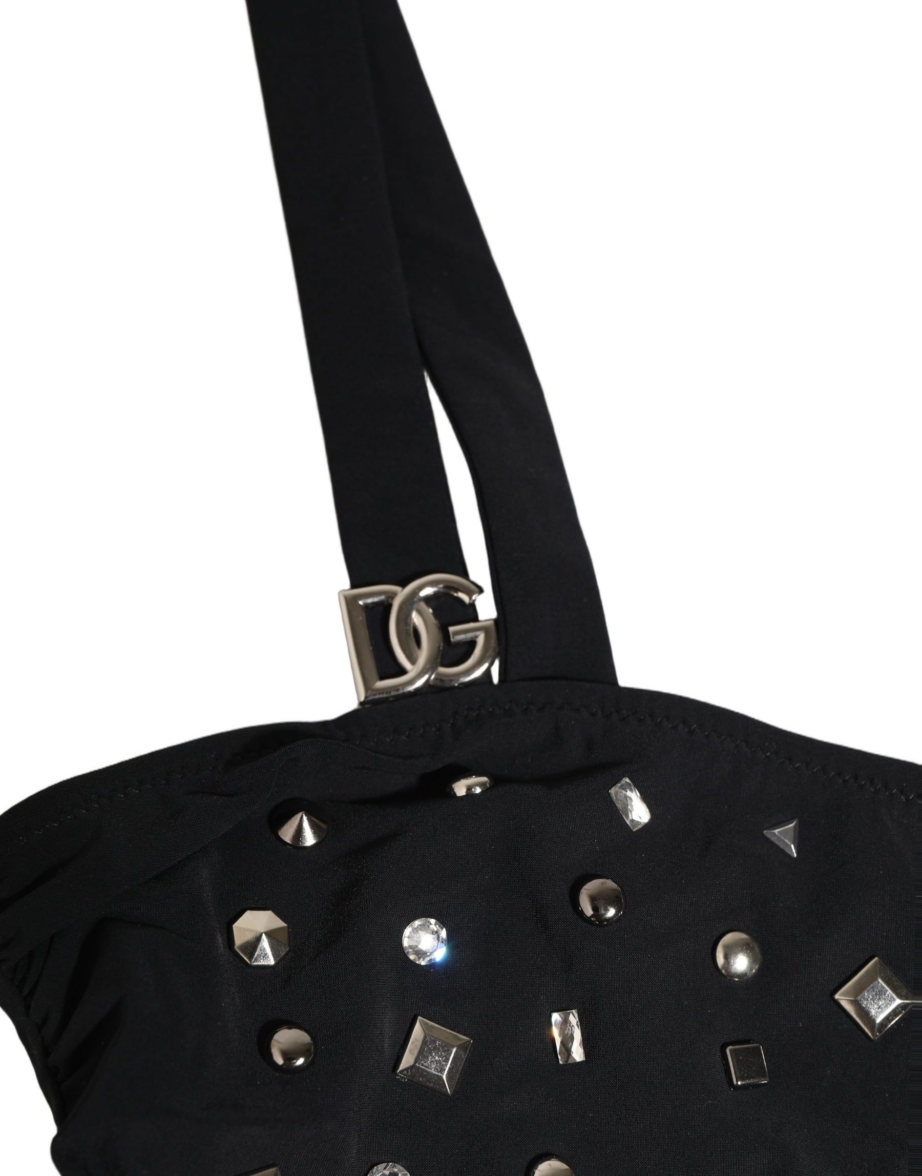 Dolce & Gabbana Black Embellished Cutout Bandeau One Piece Swimwear | Regal Royce