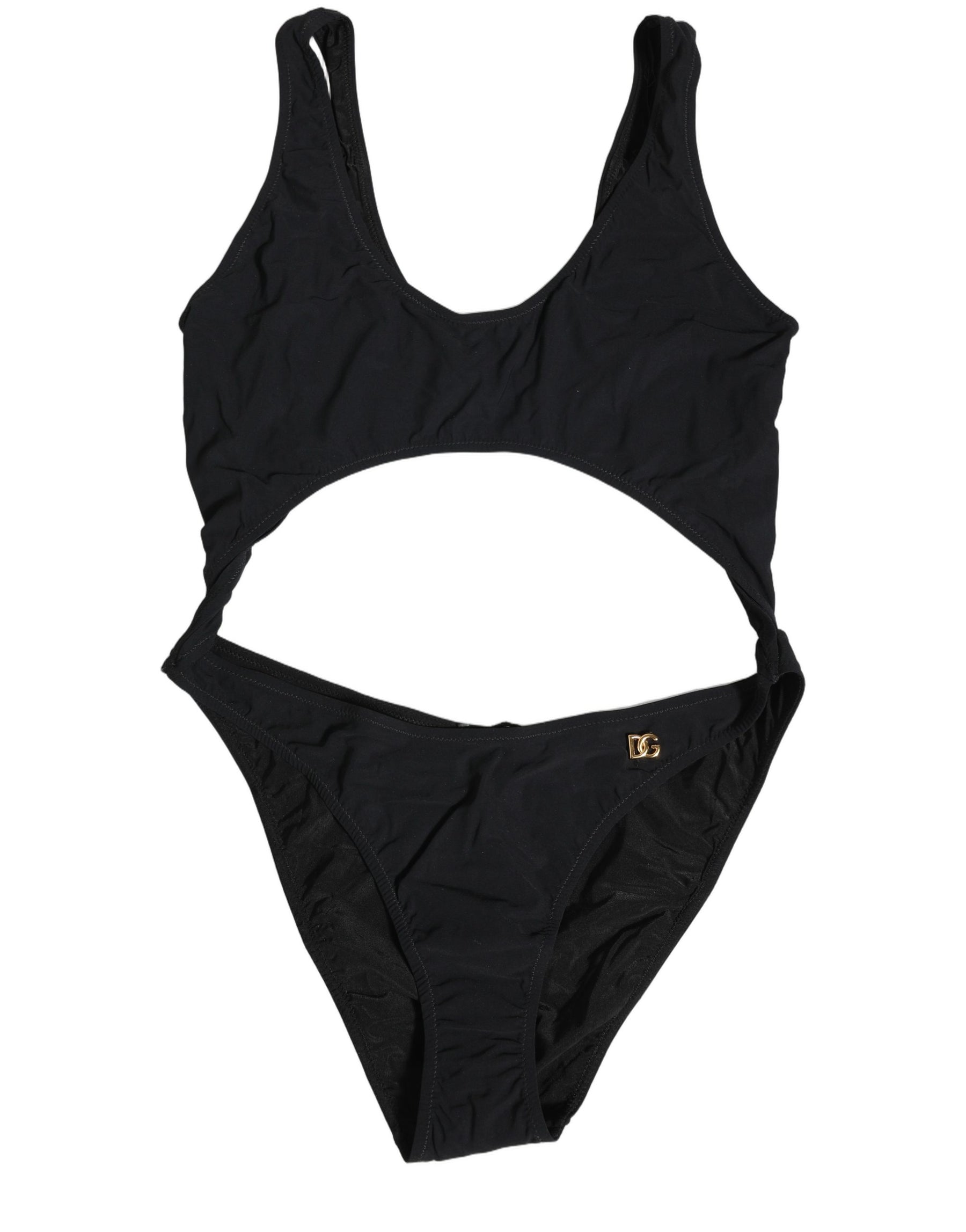 Dolce & Gabbana Black Cutout Logo One Piece Swimsuit Swimwear | Regal Royce