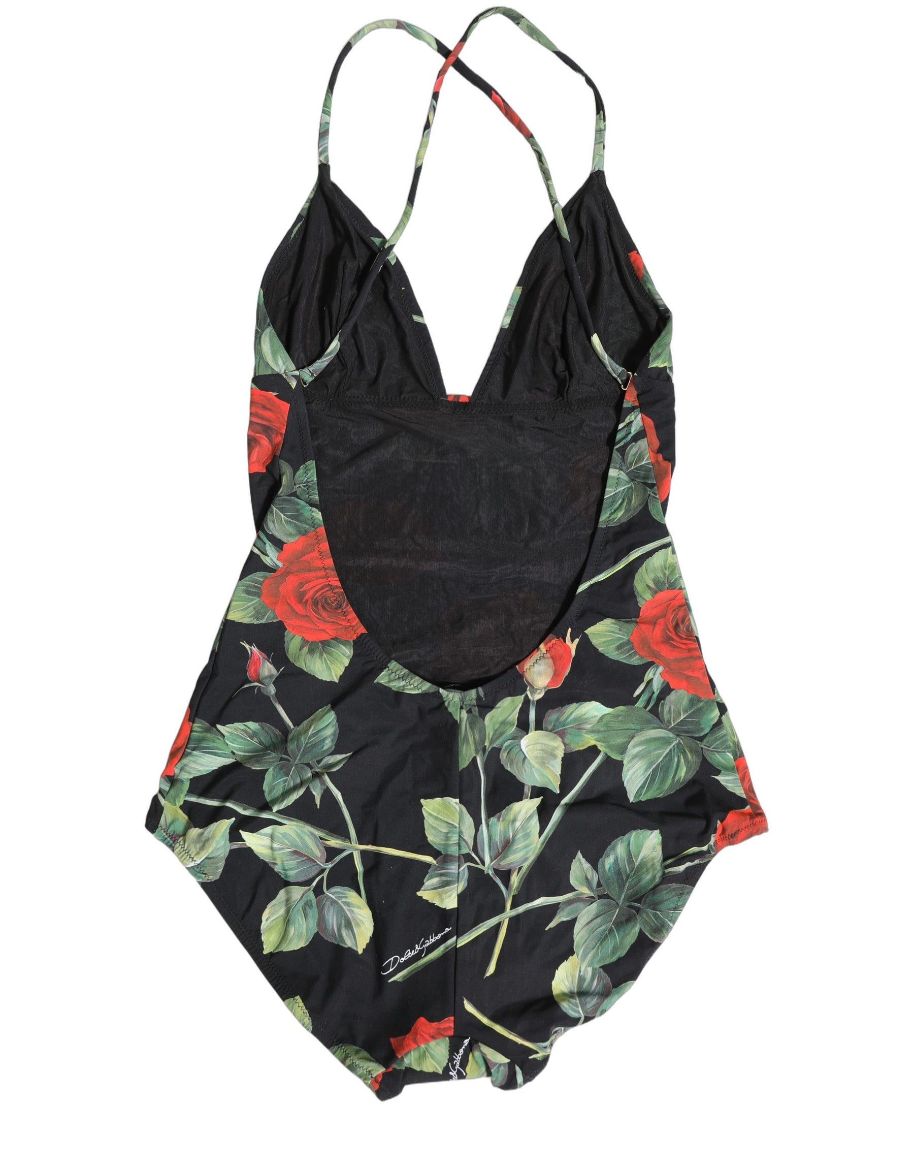 Dolce & Gabbana Black Floral Print One Piece Swimsuit Swimwear | Regal Royce