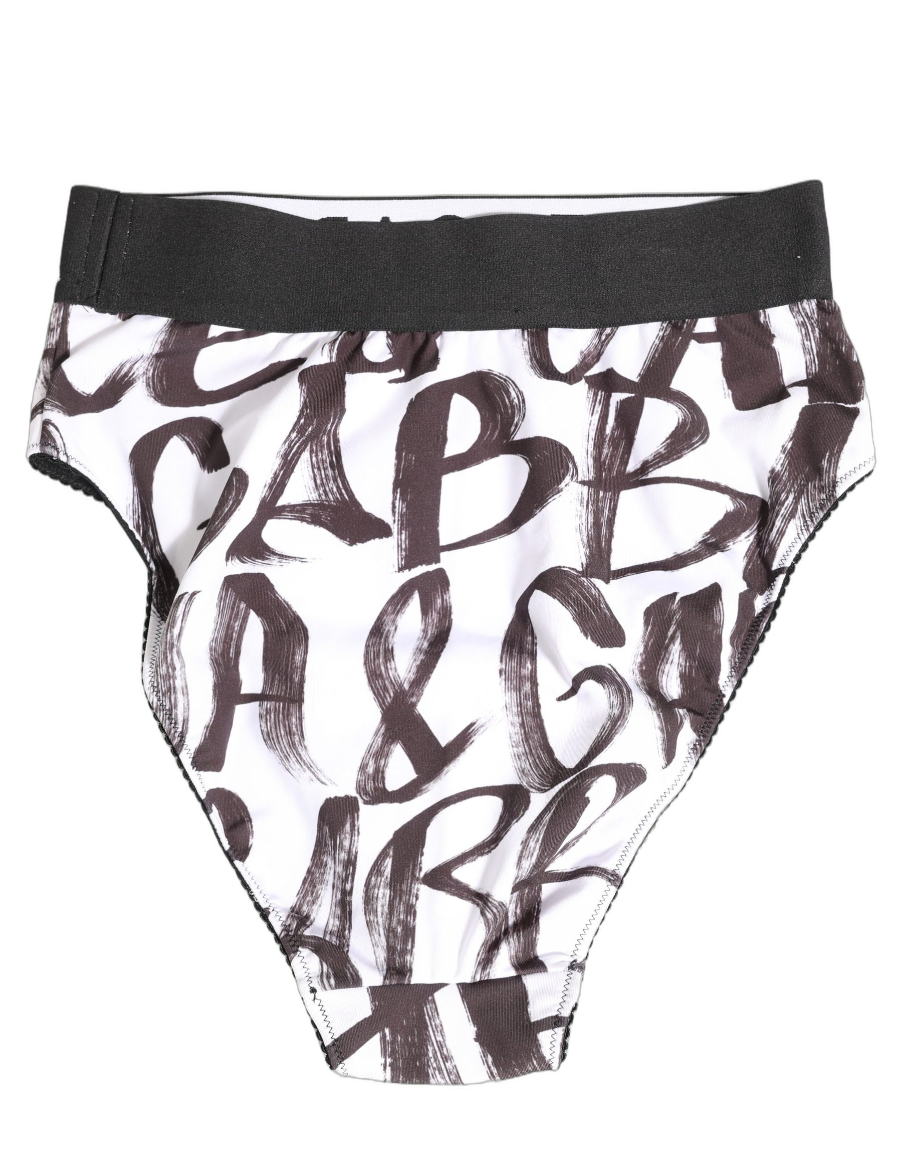 Dolce & Gabbana White Black Graphic Logo High Brief Underwear | Regal Royce