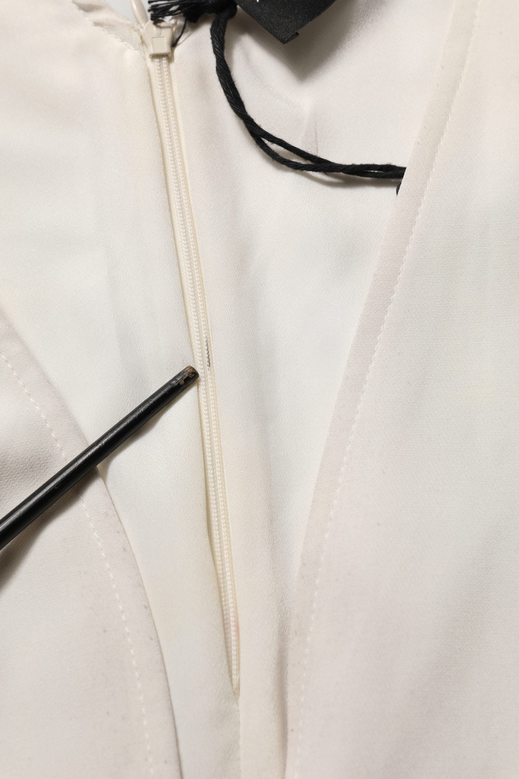 Atos Lombardini White Black Plunging Neck Sleeveless Bodysuit Dress | Regal Royce