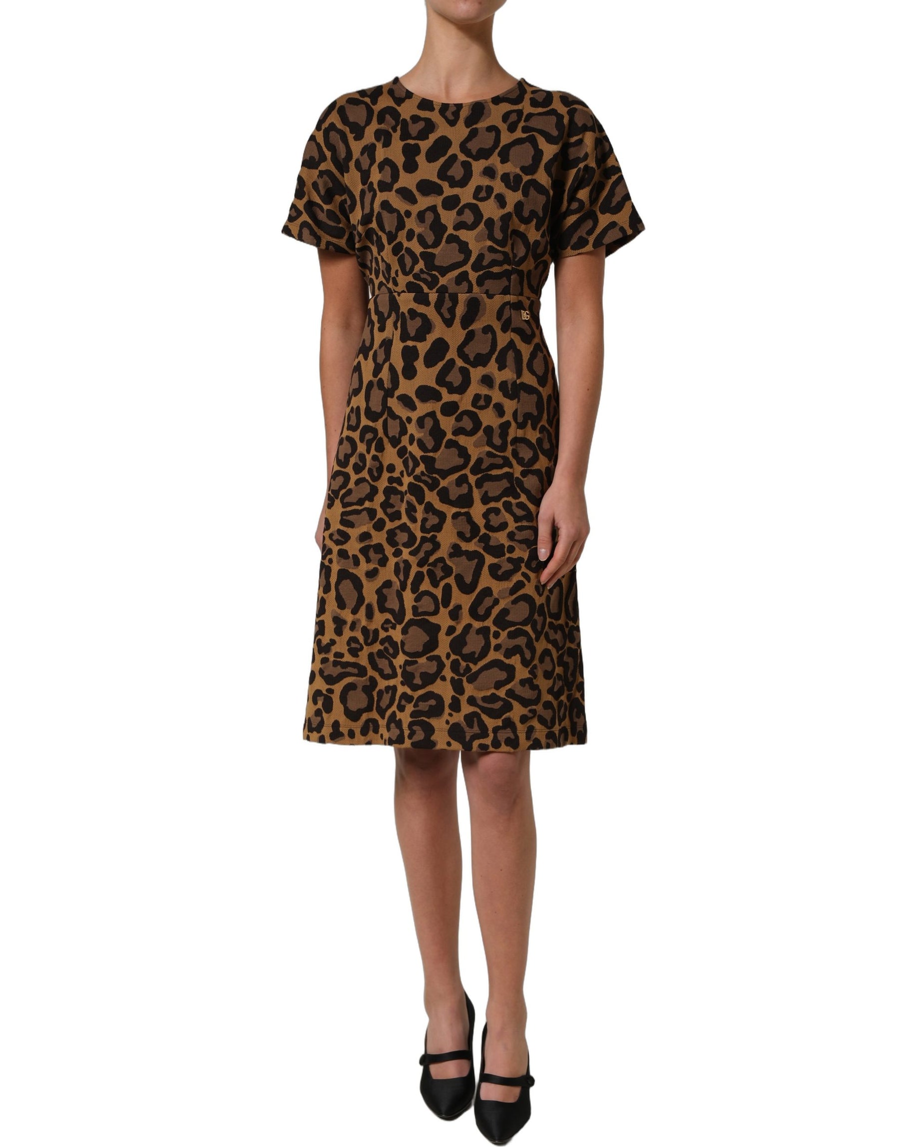 Dolce & Gabbana Brown LeopardPrint Flared A-line Mini Dress | Regal Royce