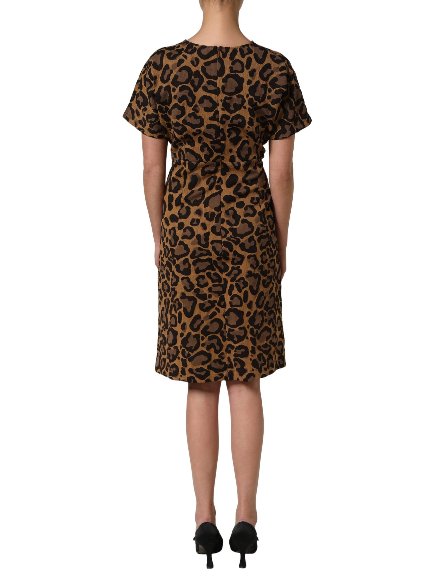 Dolce & Gabbana Brown LeopardPrint Flared A-line Mini Dress | Regal Royce