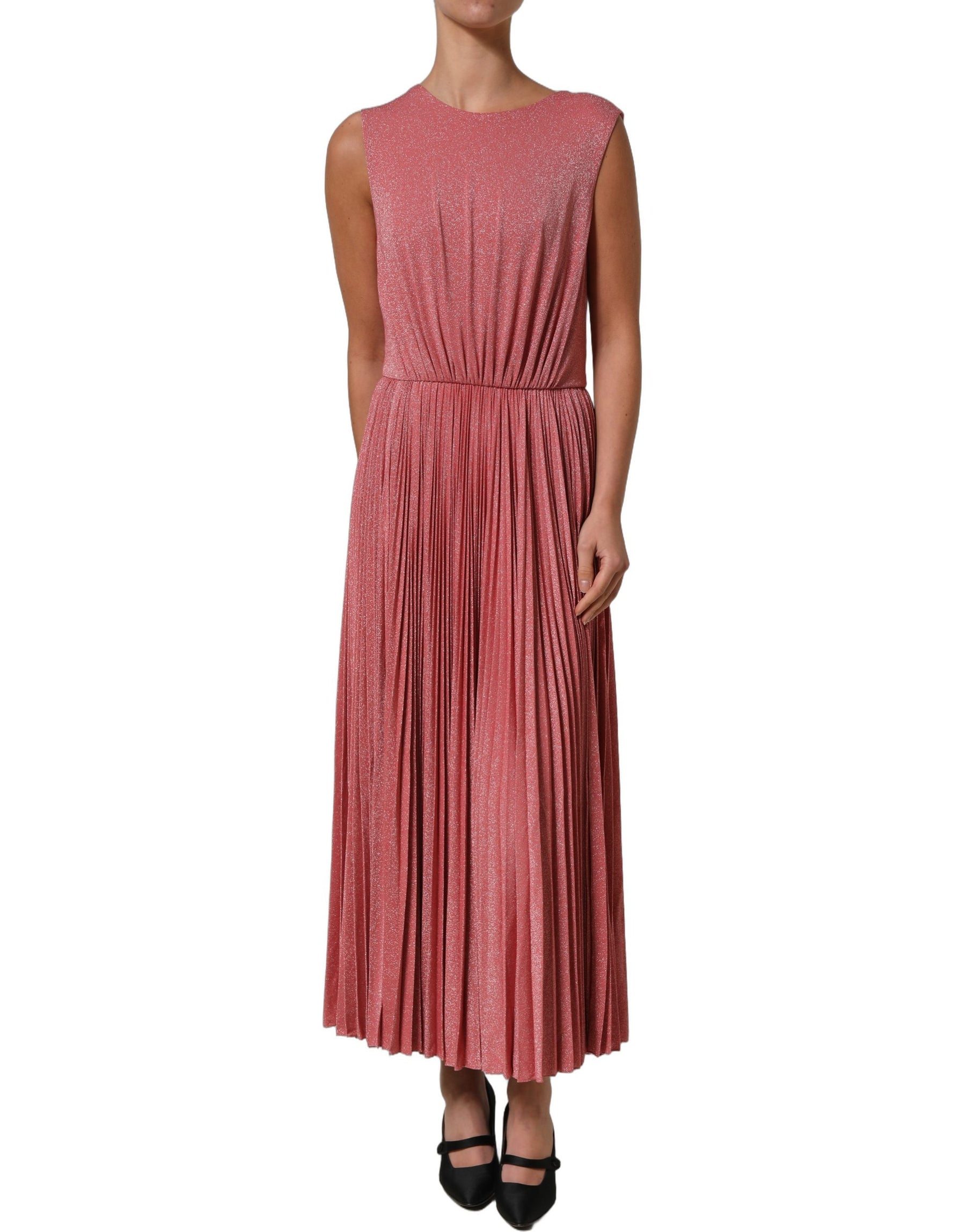 Dolce & Gabbana Coral Pink Pleated Sleeveless Max Dress | Regal Royce