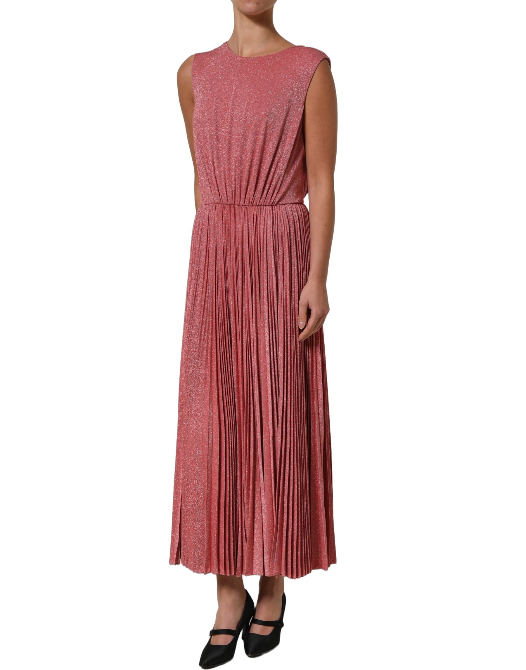 Dolce & Gabbana Coral Pink Pleated Sleeveless Max Dress | Regal Royce