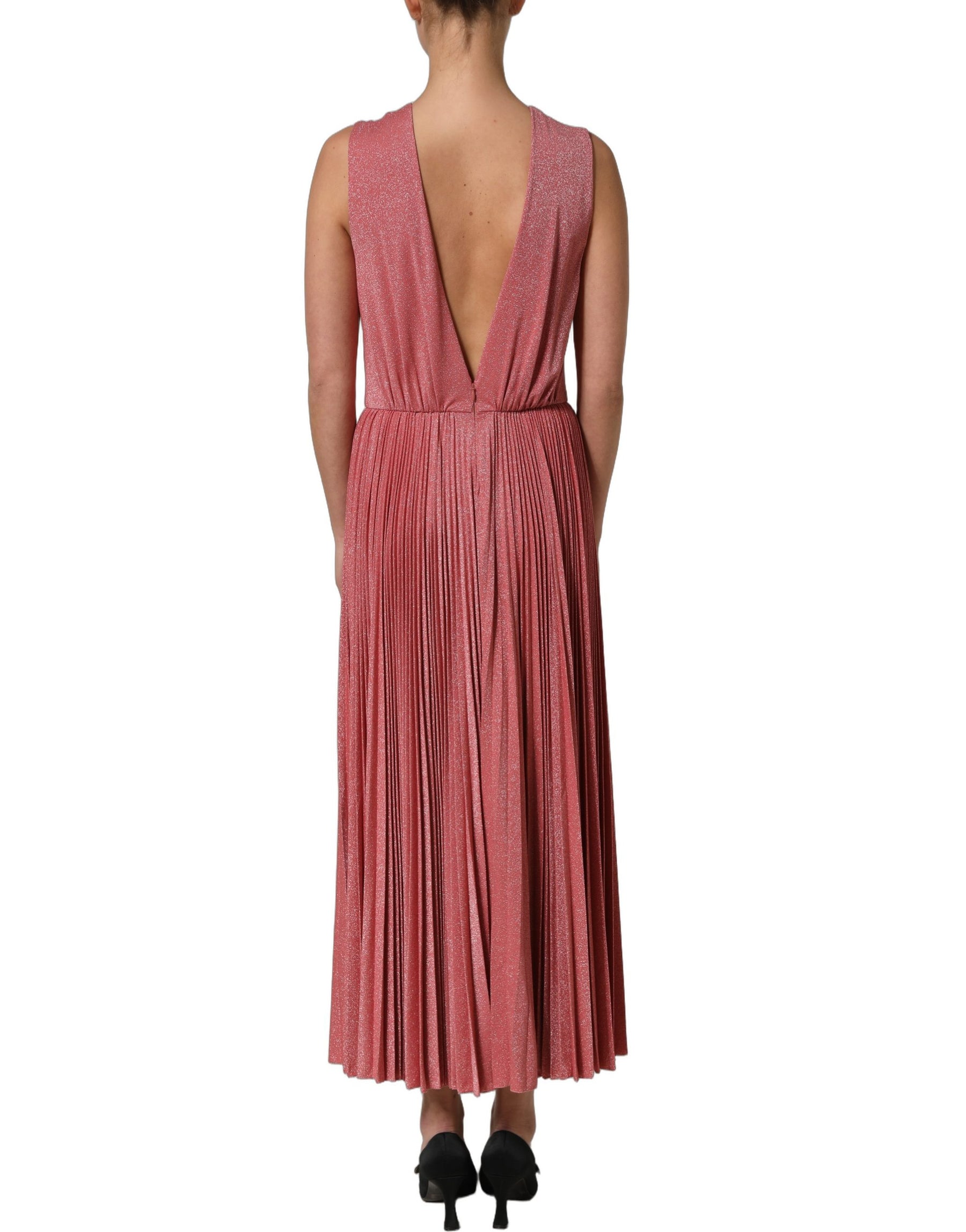Dolce & Gabbana Coral Pink Pleated Sleeveless Max Dress | Regal Royce