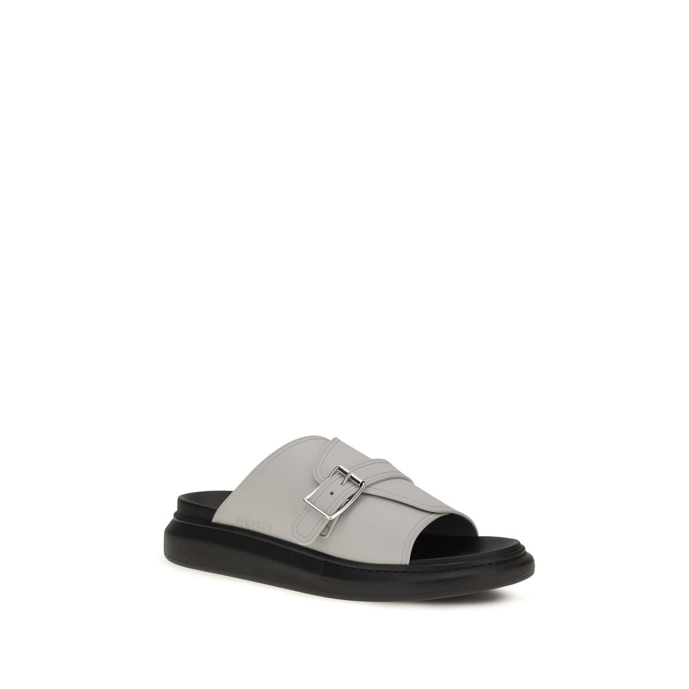 Alexander McQueen Gray Calf Leather Bos Taurus Platform Sandals | Regal Royce