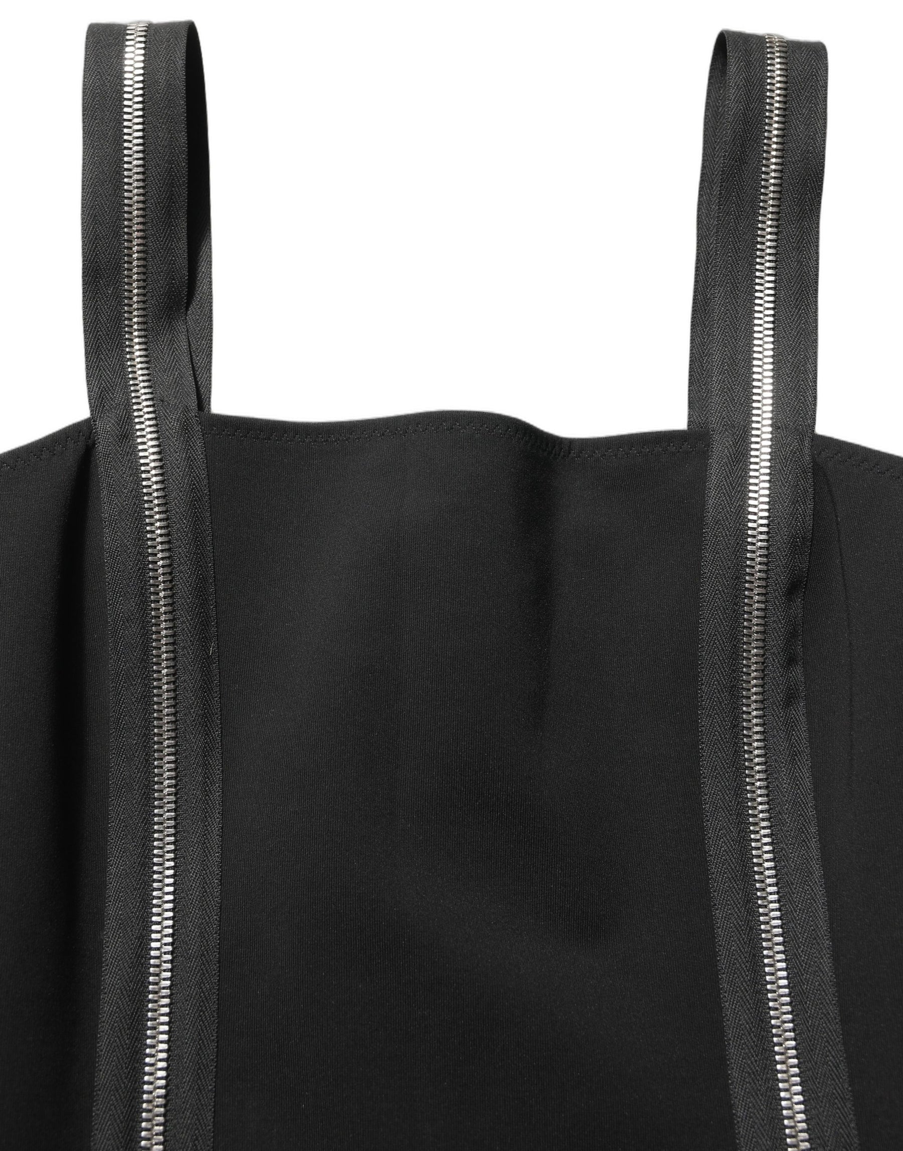 Dolce & Gabbana Black Sleeveless Front Zipper Midi Dress | Regal Royce