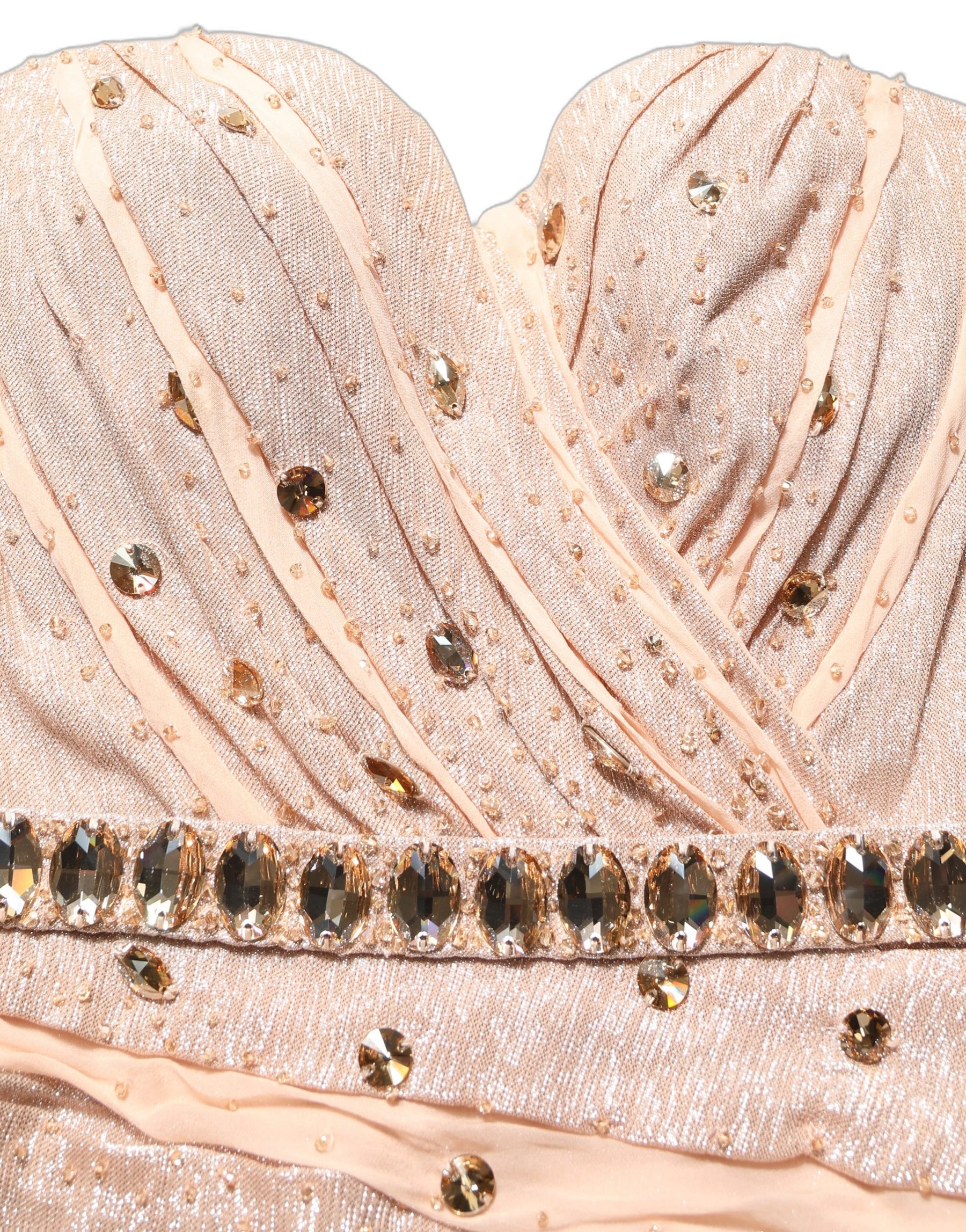 Dolce & Gabbana Nude Embellished Strapless Evening Gown Dress | Regal Royce