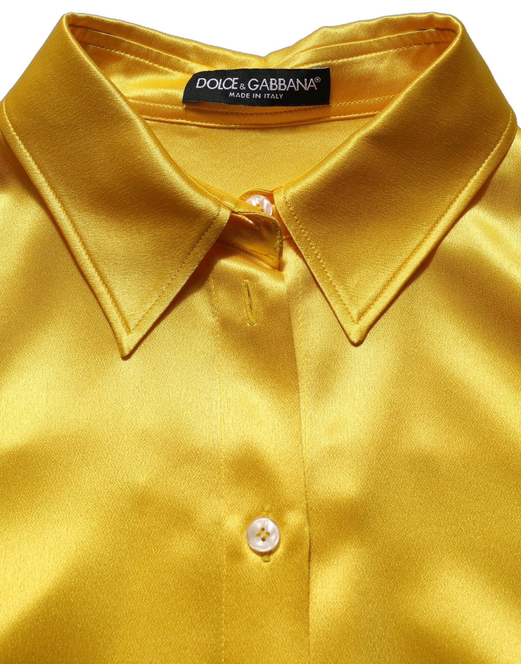Dolce & Gabbana Yellow Silk Collared Button Down Maxi Dress | Regal Royce