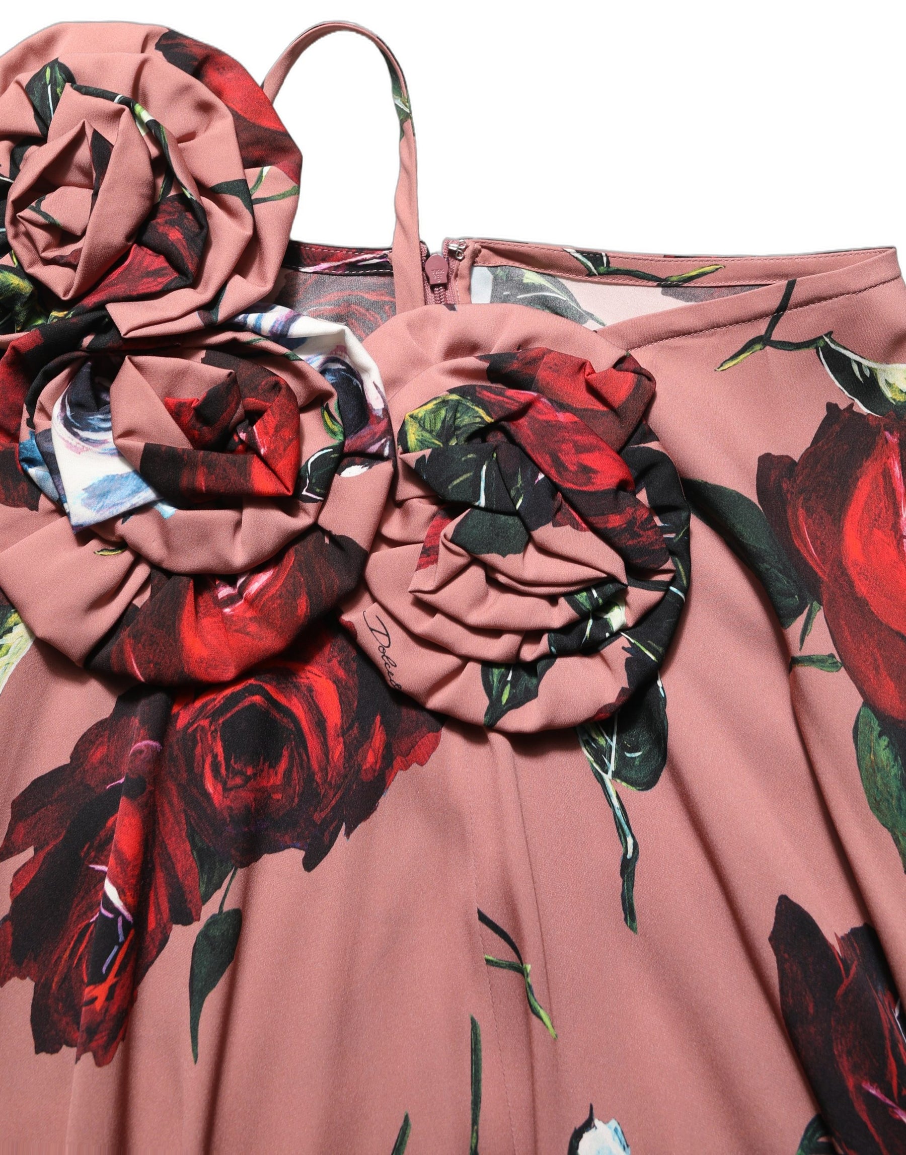Dolce & Gabbana Dusty Pink Silk Floral Strapless Maxi Dress | Regal Royce