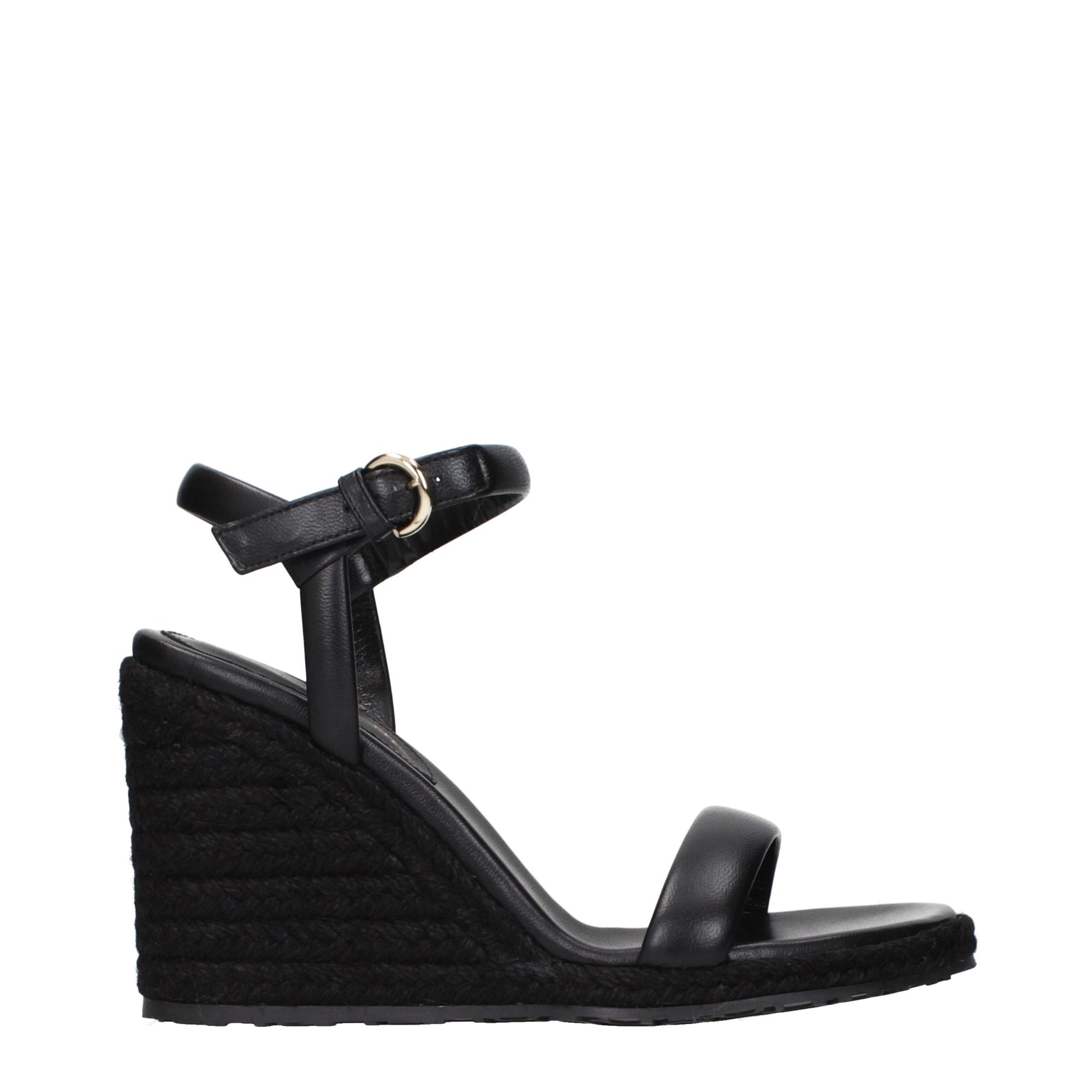 Gianvito Rossi Black Leather Wedge Sandals | Regal Royce